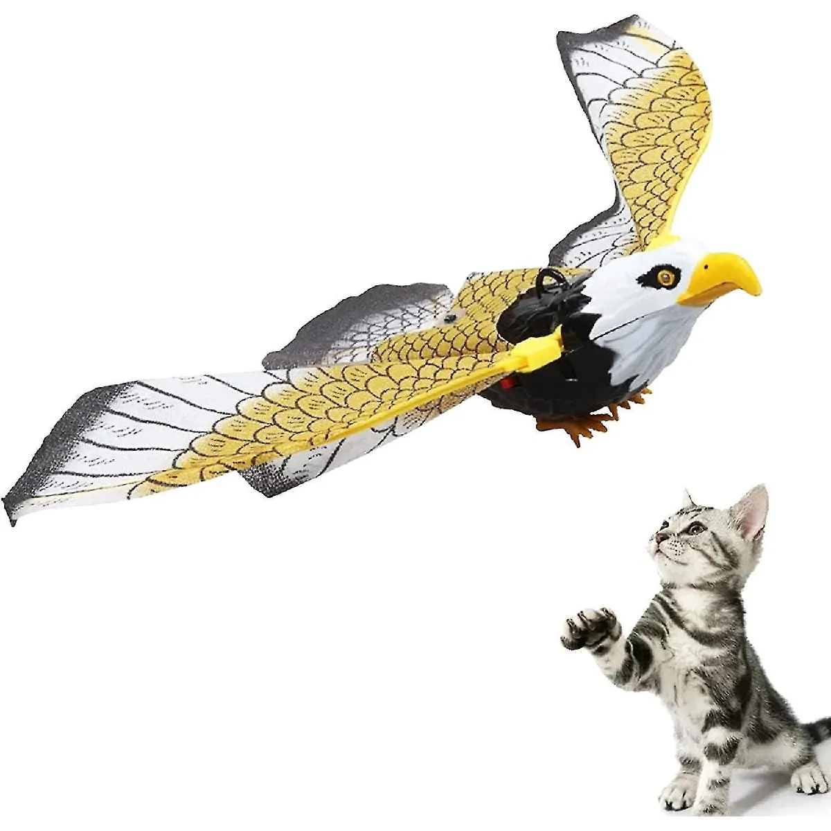 Comparer les prix de Jouets Électriques Pour Oiseaux Pour Chats, Jouets Interactifs Pour Chatons Pour Chats À Jouer Seuls Et À Faire De L'Exercice, Jouets Sonores En Forme D'aigle Volant/perroquet