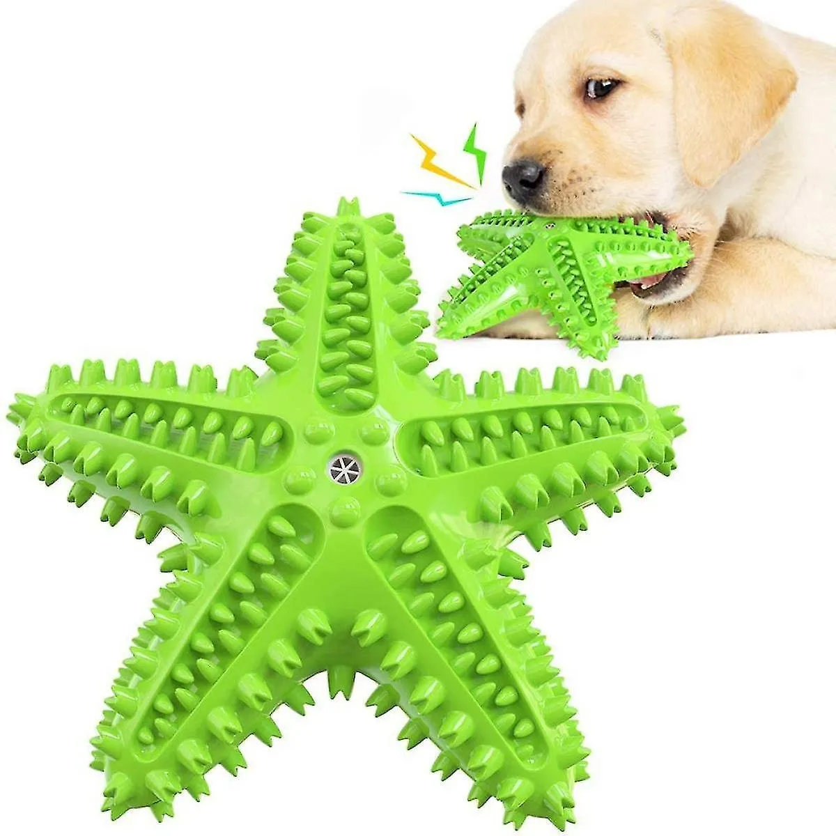 Comparer les prix de Starfish Dog Chew Toy Interactif Squeaky Dog Teething Nettoyage Brosse à dents Jouet, Interactive Starfish Puppy Toys pour petite moyenne grande race, gree