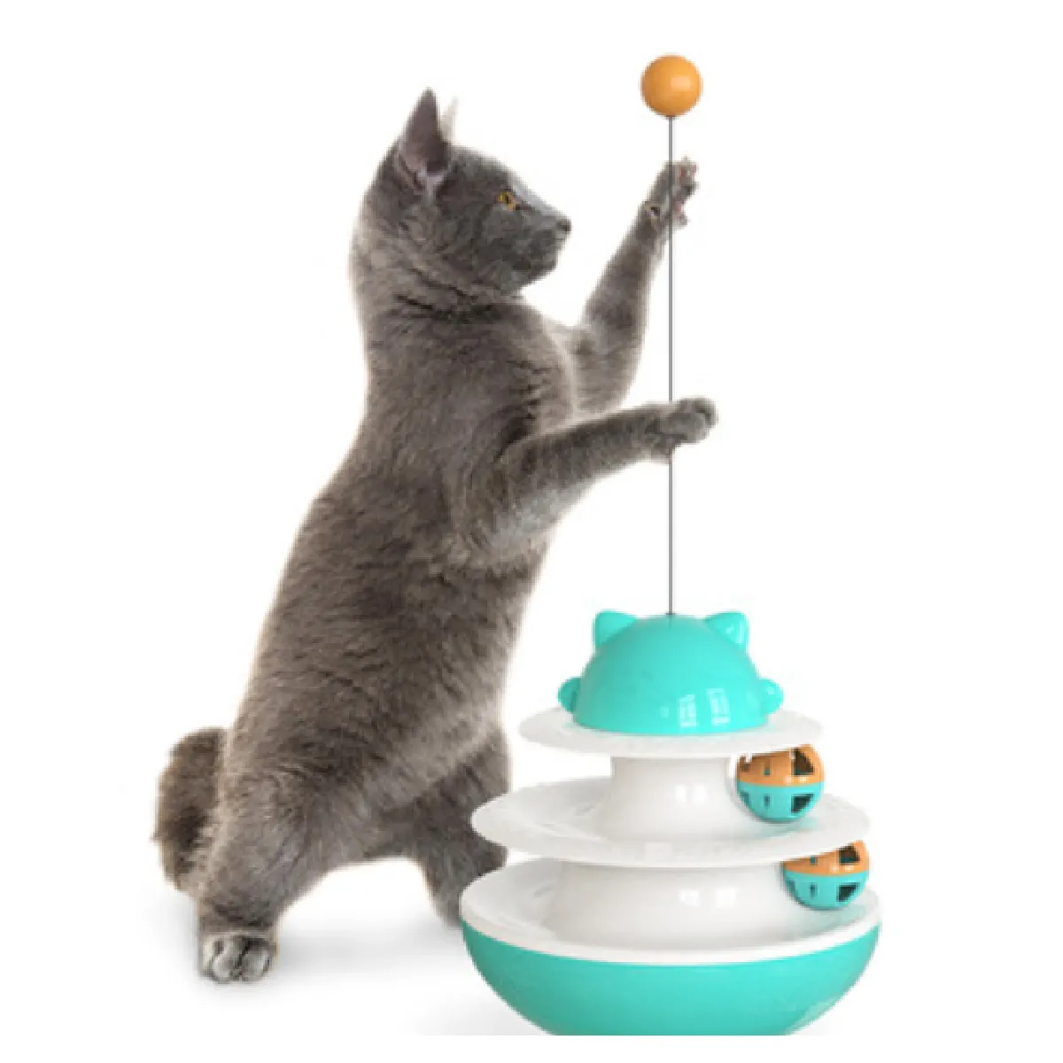 Comparer les prix de Jouet interactif pour chat pour animaux de compagnie tour de retournement avec piste triple boule en forme de soucoupe pour chat entraînement divertissement divertissement produits pour animaux de compagnie   Jouets pour chat