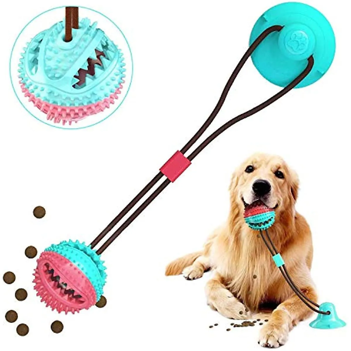 Comparer les prix de Ventousse Jouet Chien Multifonction Pet Molar Toy Dog Ropes Toy Interactive Puppy Molar Training Rope Self-playing Rubber Chew Ball avec Aspiration Cu