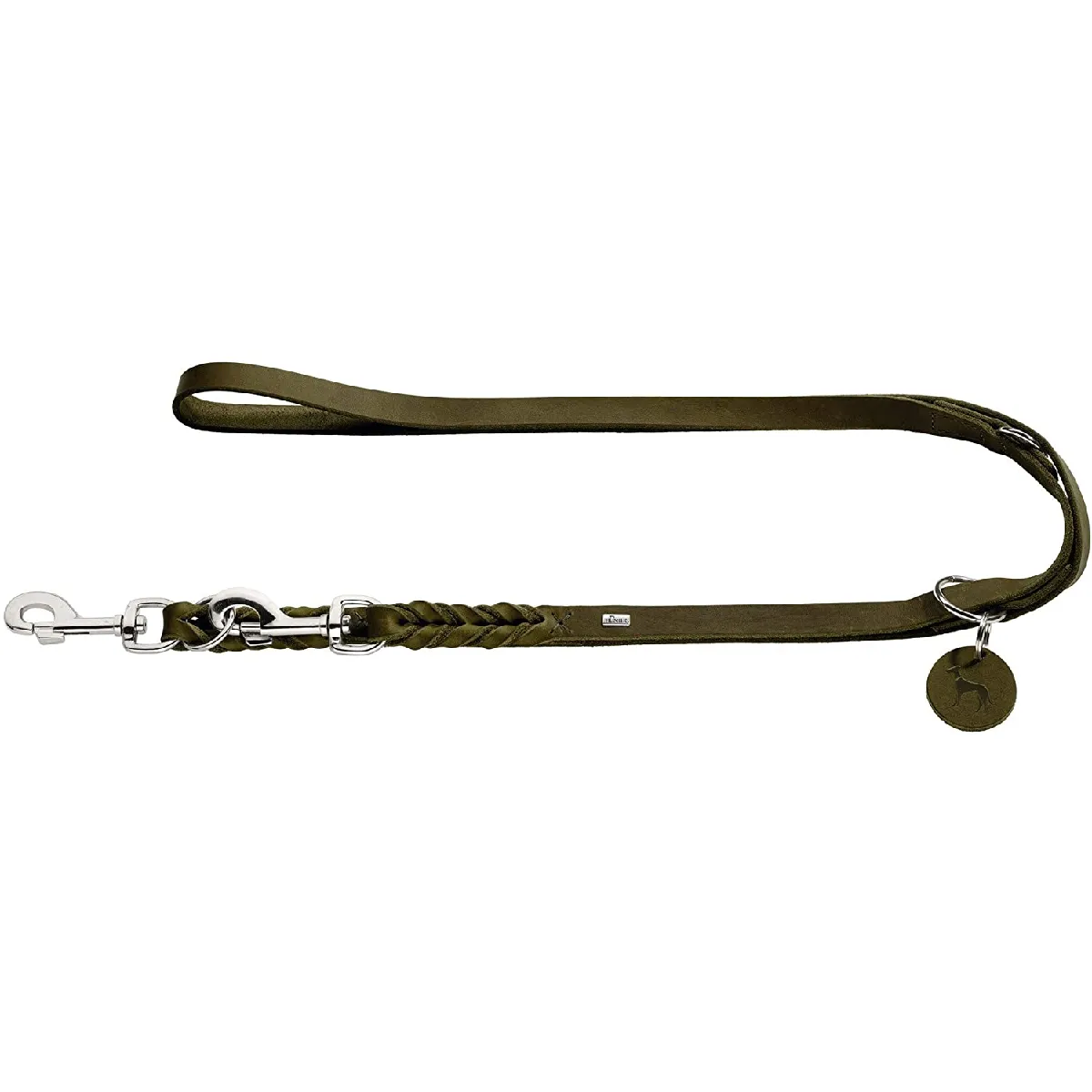 Comparer les prix de Hunter Solid Education Laisse réglable en Cuir tressé pour Chien Vert Olive 1,3 x 250 cm
