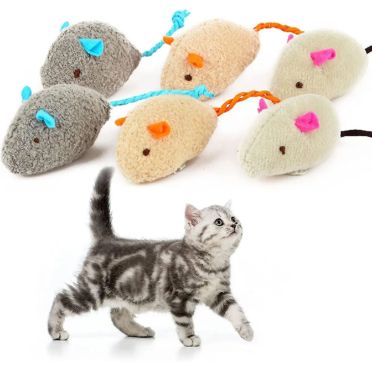 Comparer les prix de 6 Pièces Jouets Souris en Peluche pour Chat Chaton Jouets pour Animaux de Compagnie