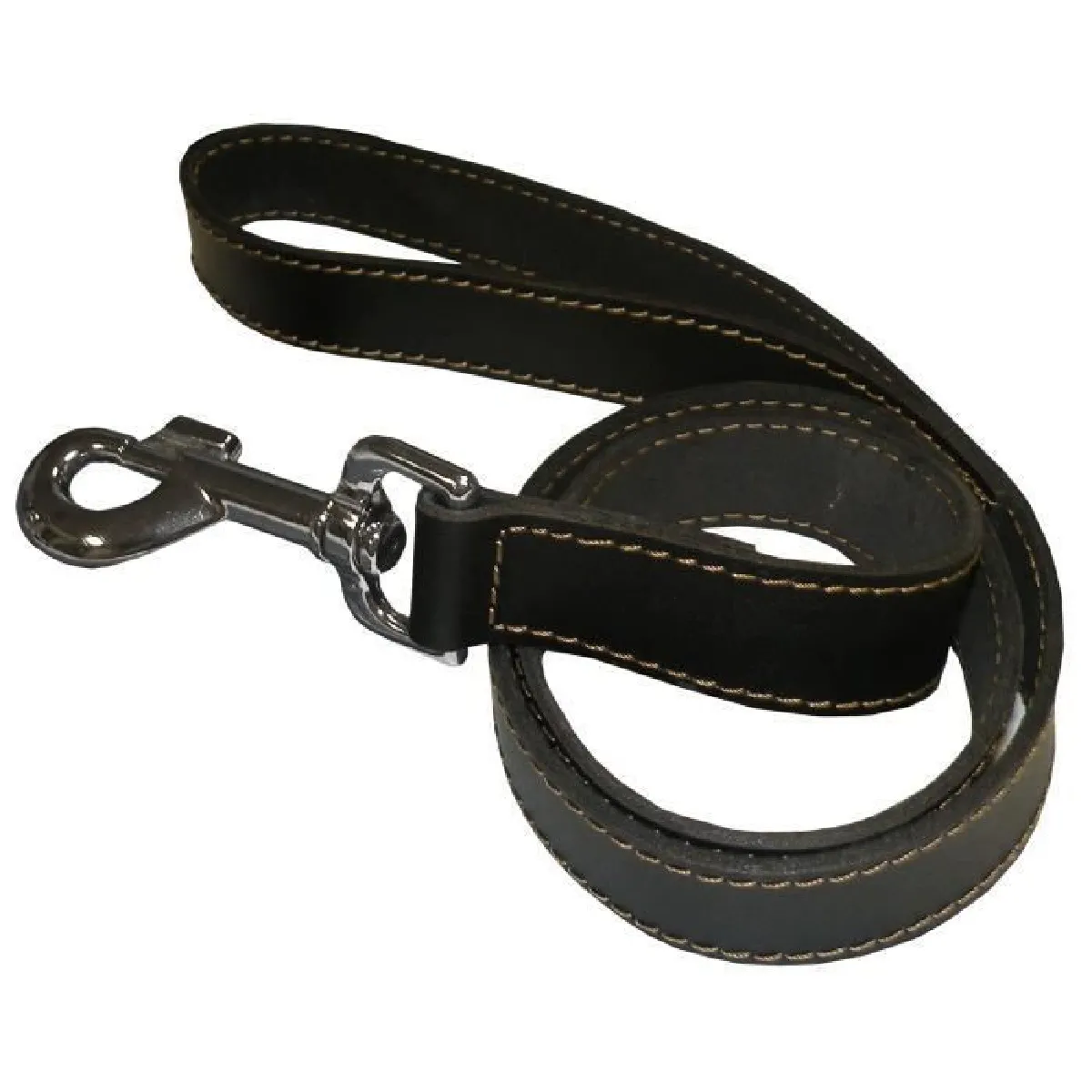 YAGO  Laisse noir en cuir, Longue laisse pour chien 1,20m, Souple et R&eacute;sistante