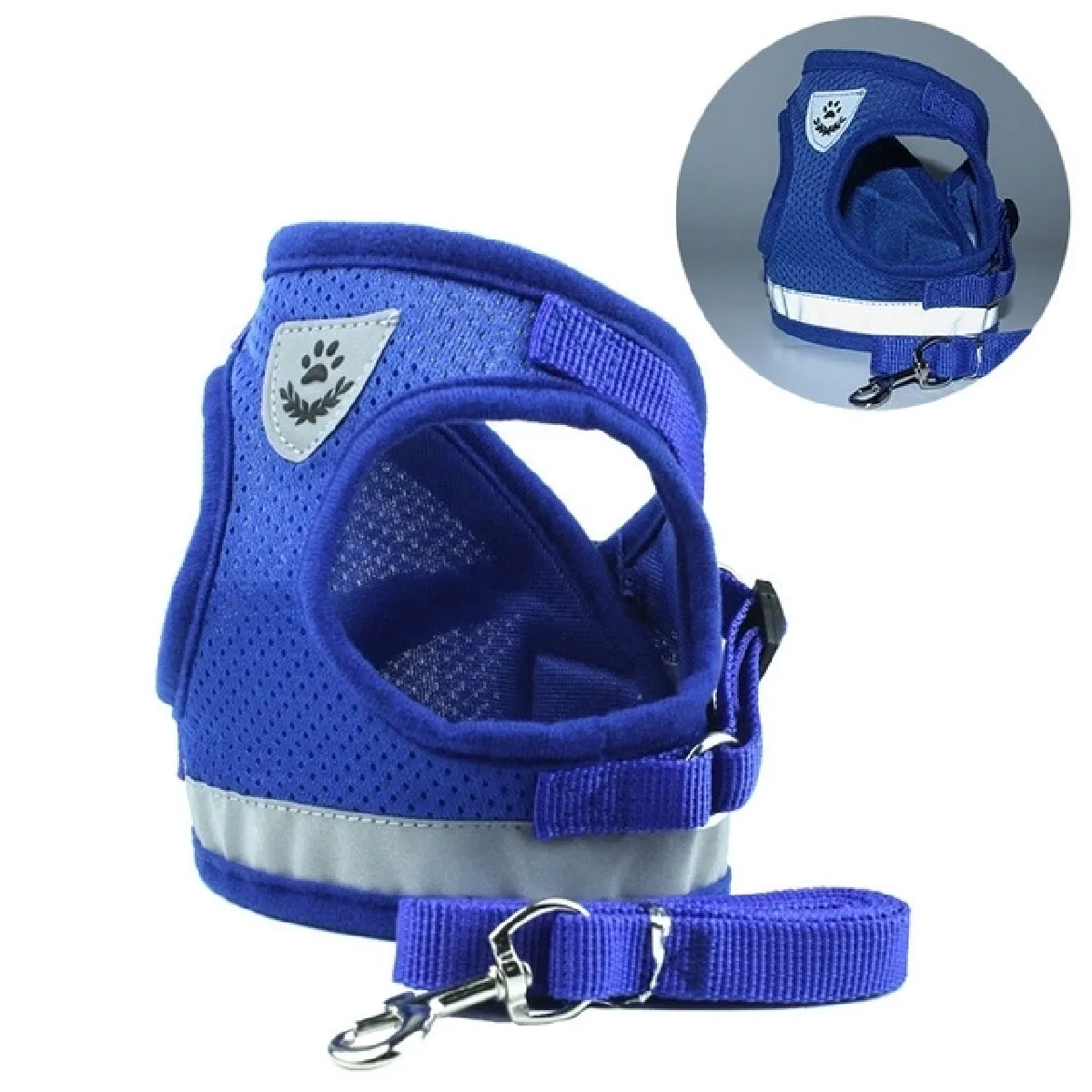 Meilleurs prix pour Laisse pour chien réglable en de gilet réfléchissant de maille de polyester chientaille S bleu