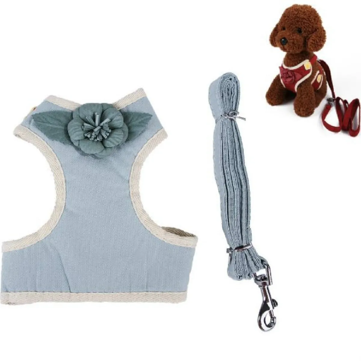 Comparer les prix de Wewoo Laisse avec Sangle pour Petits Chiens - Bleu Ciel - Taille S