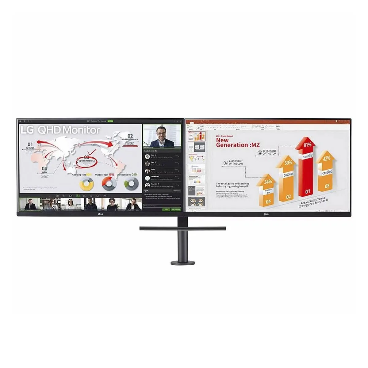 LG ELECTRONICS Ergo Dual Monitor 27QP88DP BS Ecran 27 LCD LED 2560x1440 pixel 16:9 - vue 2