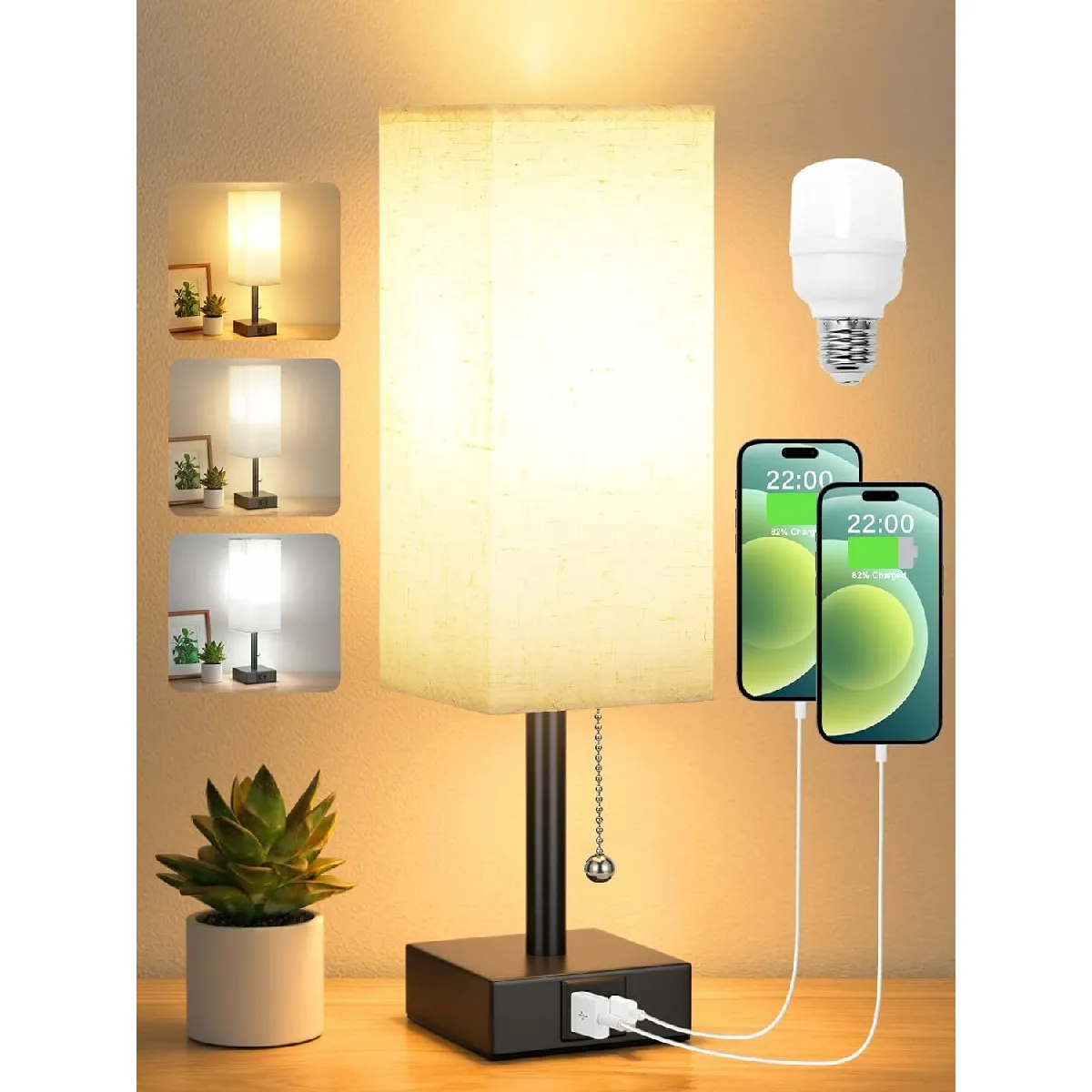 Vendos85 Lampe de chevet USB – Noir Vendos85 Lampe de chevet USB – Noir