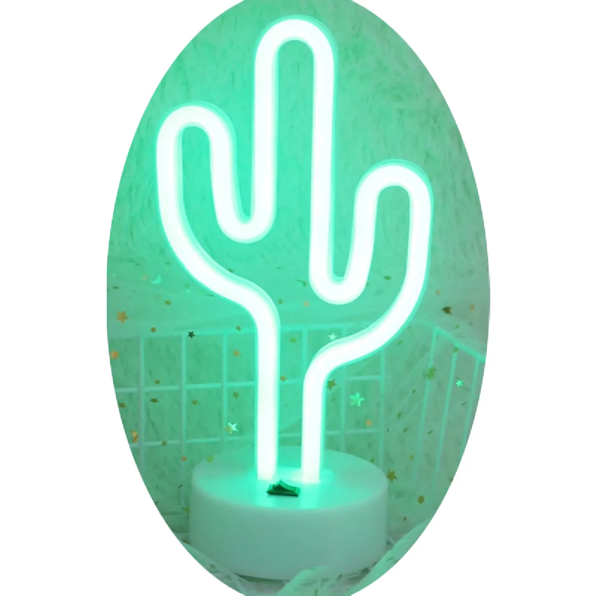 Yonis Lampe LED décorative cactus - Rose
