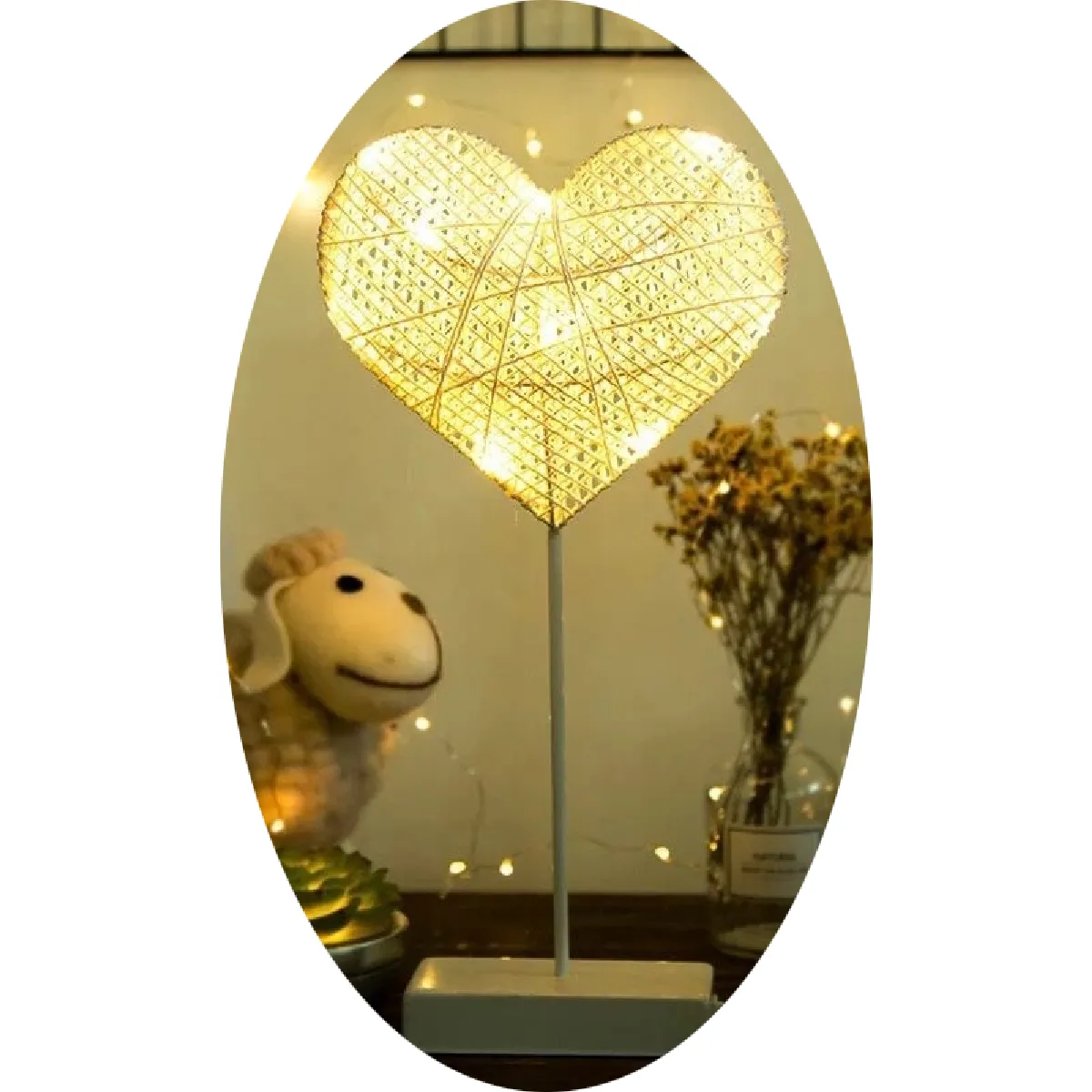 Yonis lampe de chevet LED cœur - Blanc