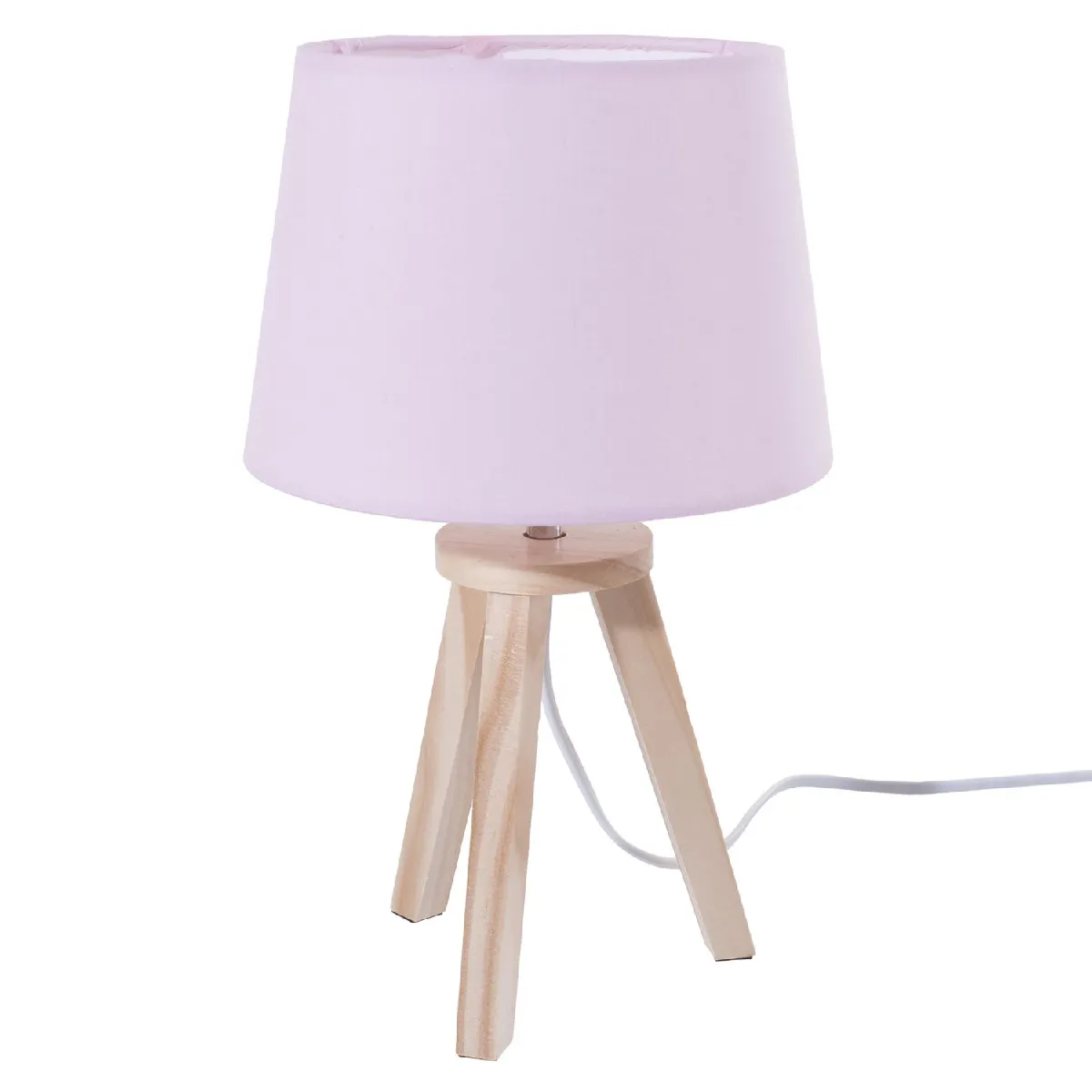 Lampe de chevet en bois sur 3 pieds - H. 30,5 cm - Rose Lampe de chevet en bois sur 3 pieds - H. 30,5 cm - Rose