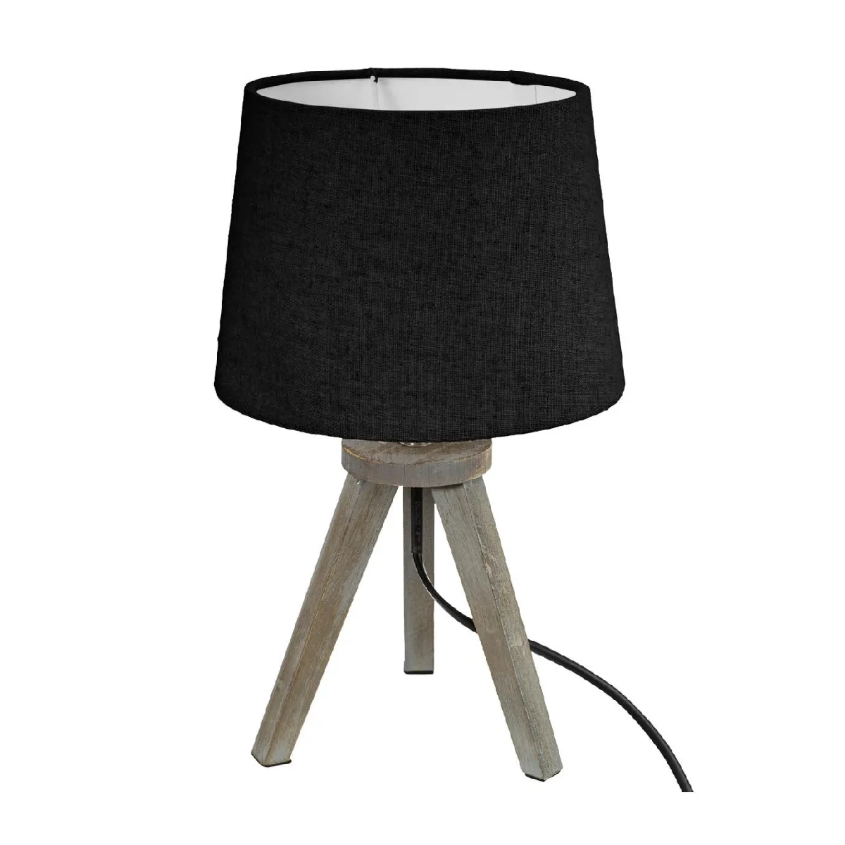 Atmosphera Noir Lampe À Poser En Bois