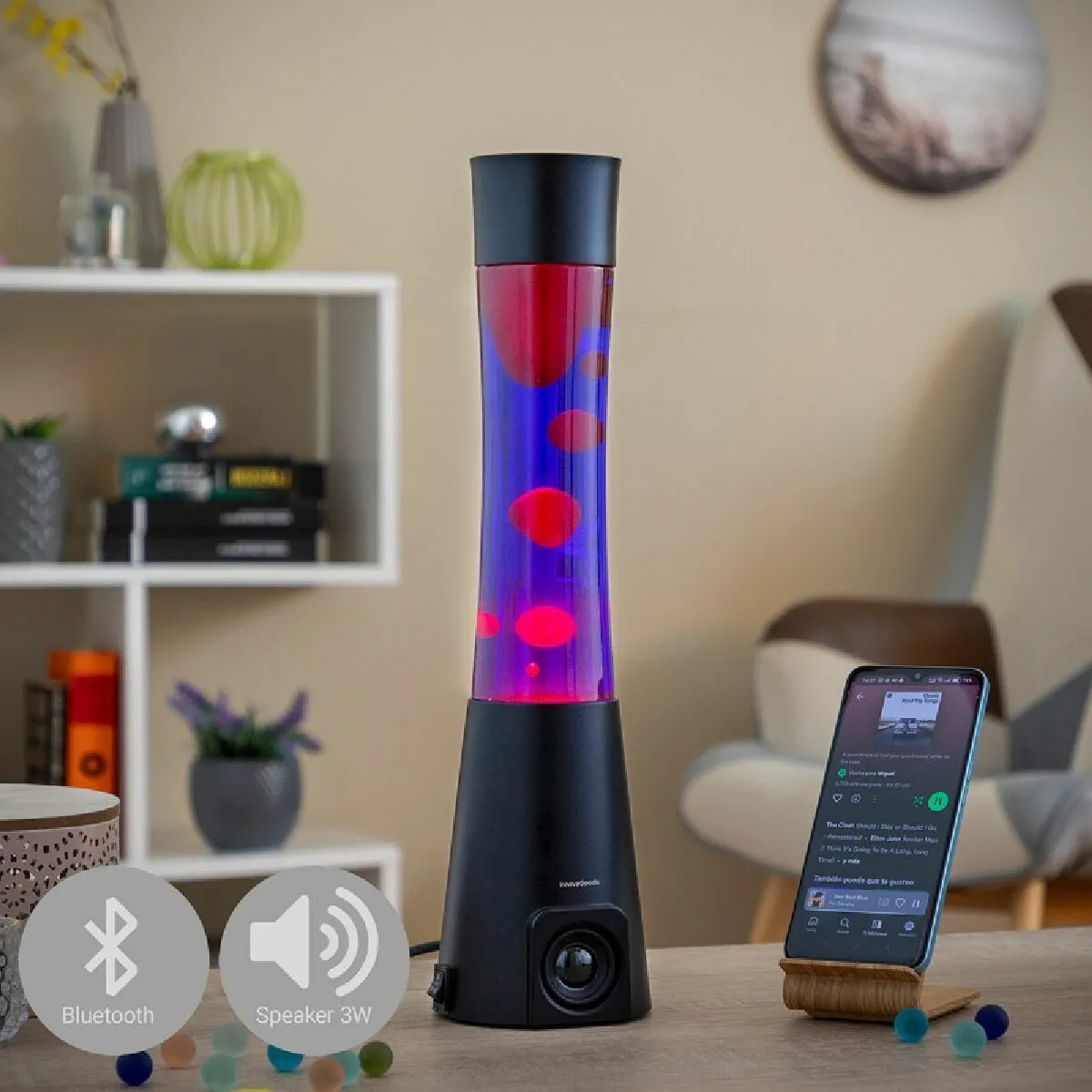 Innovagoods Lampe à lave avec haut-parleur - Noir