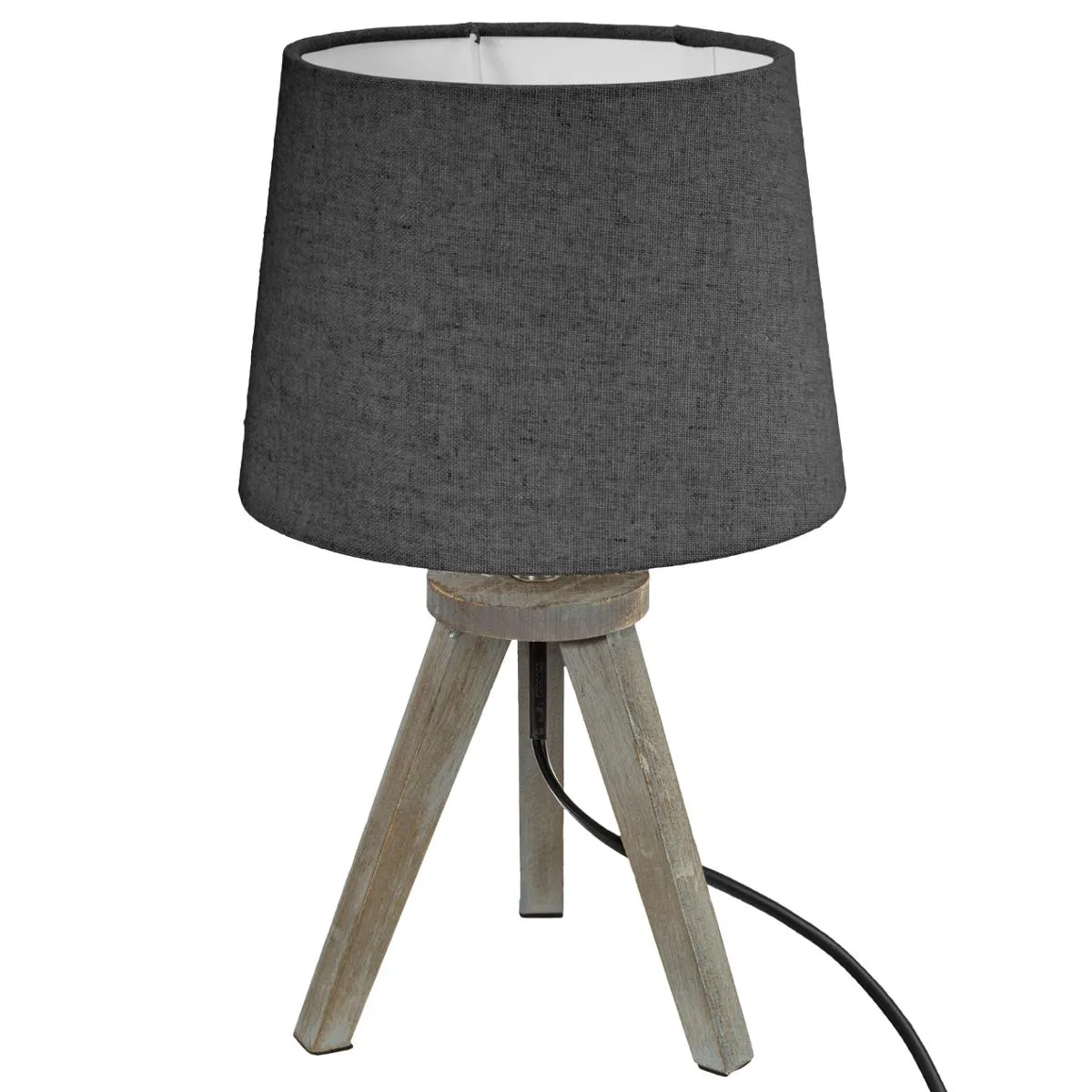 Atmosphera Gris Lampe À Poser Bois –