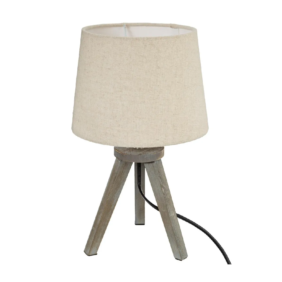 Atmosphera Beige Lampe À Poser En Bois