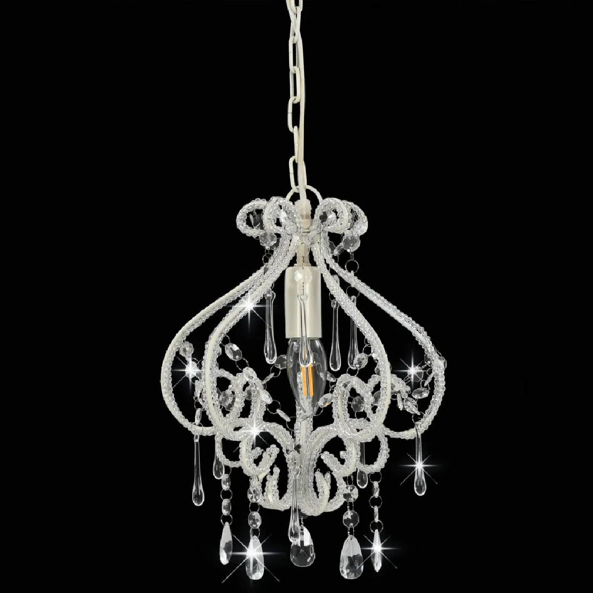Lustre Suspendue Avec Perles Roses – Plafonnier Rond – VidaXL – Pour Salon Ou Chambre – Neuf En Boîte