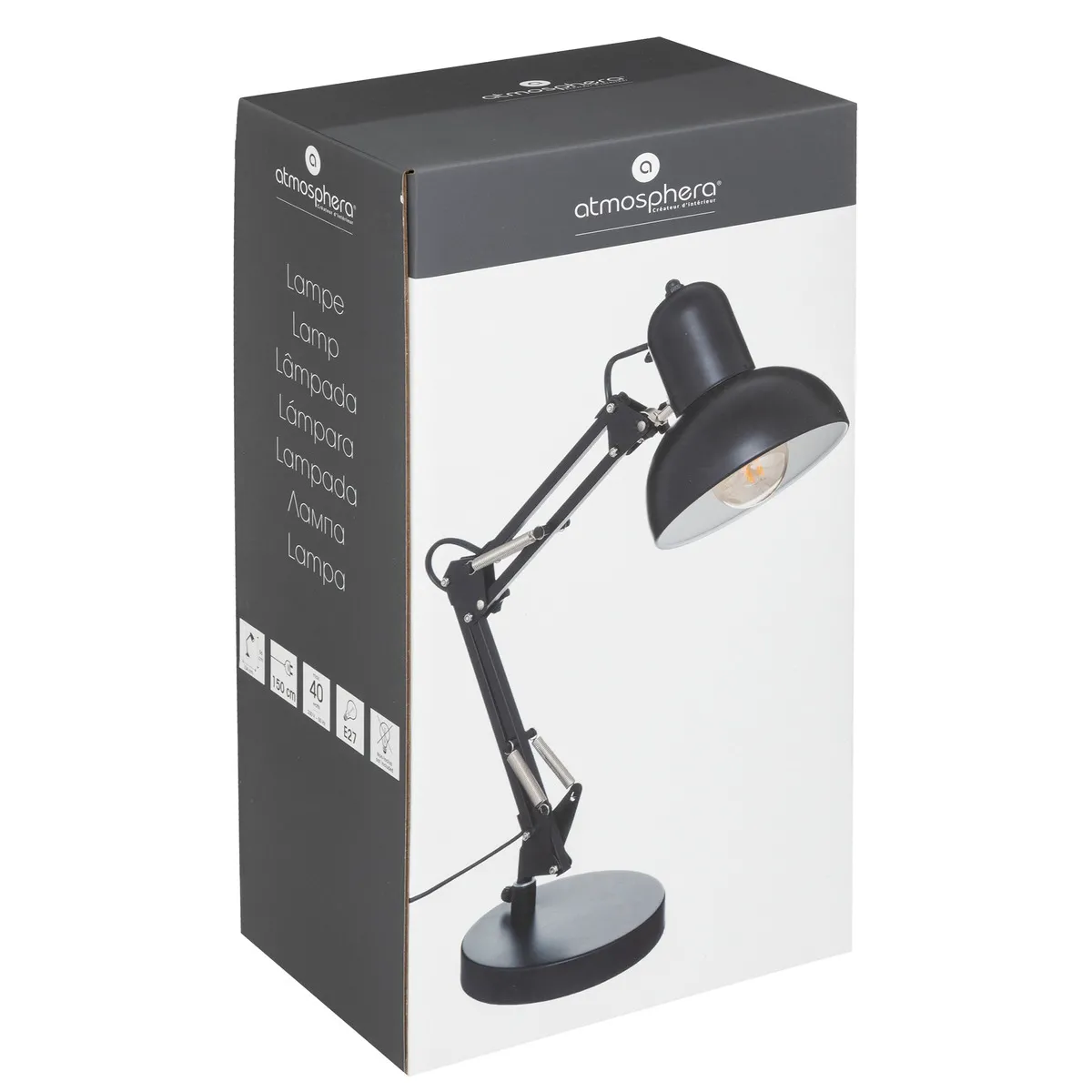 Atmosphera Lampe à poser arc Bren - Noir