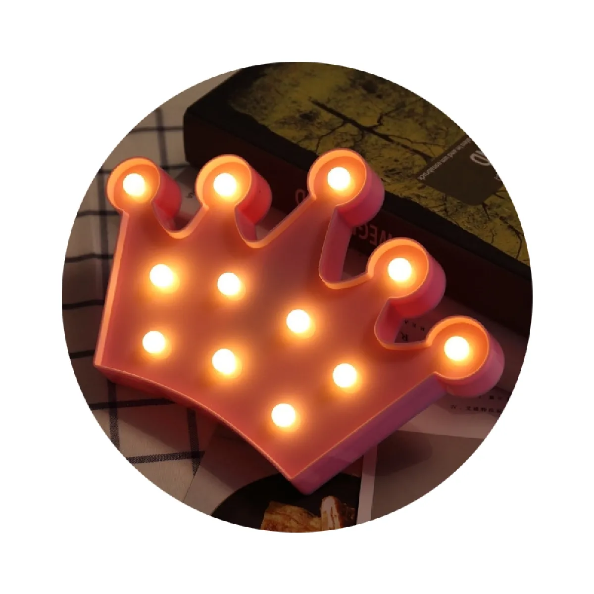 Yonis Lampe décorative LED couronne - Rose