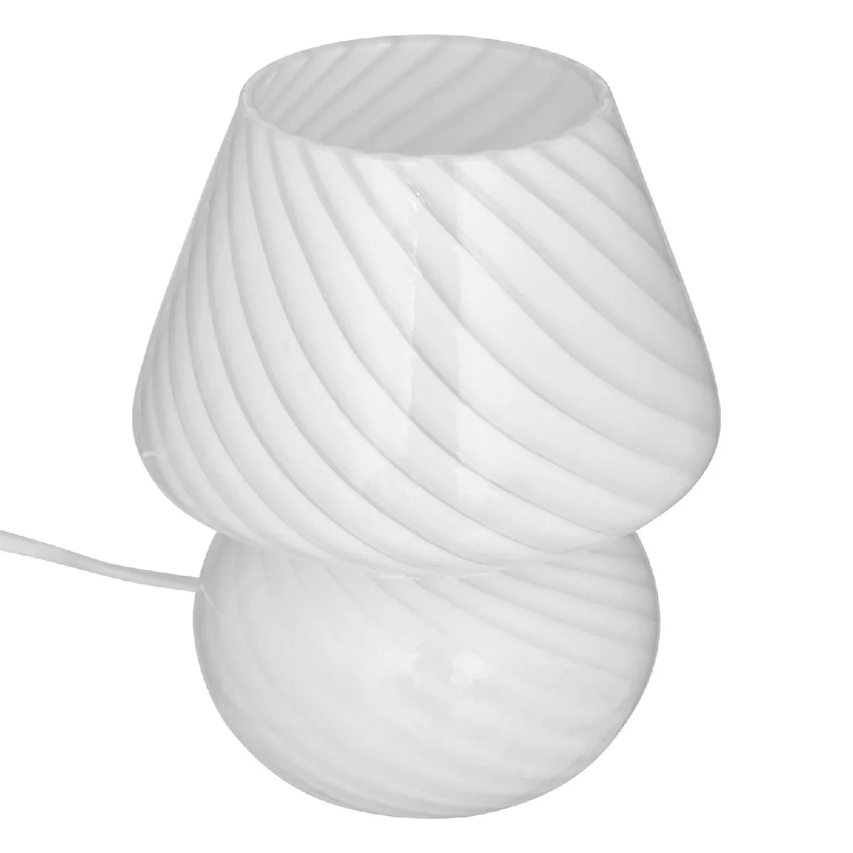 Lampe champignon en verre - Hauteur 18 cm - Blanc