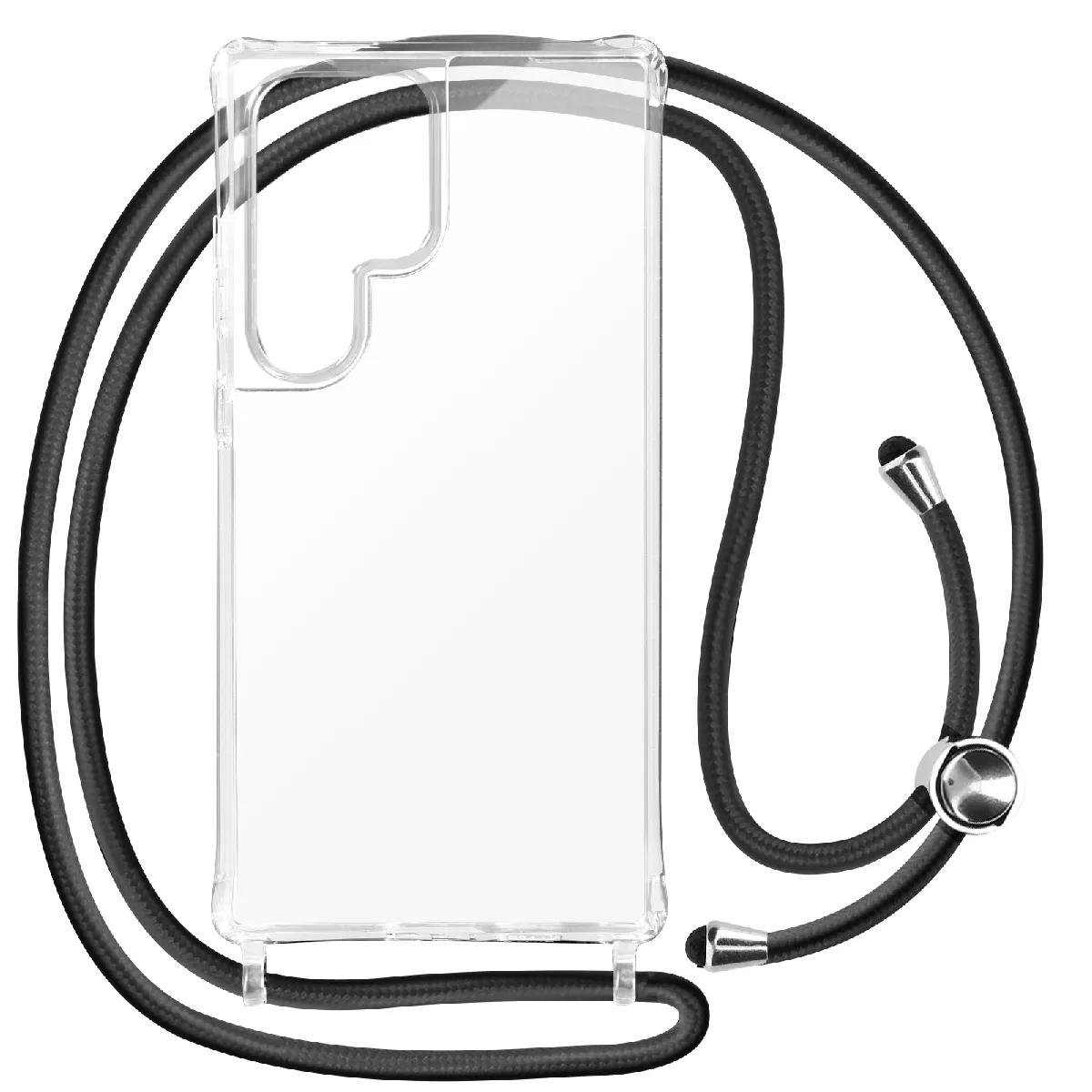 Avizar Coque Pour Samsung S24 Ultra Silicone Antichoc Avec Cordon Tressé 70Cm Transparent