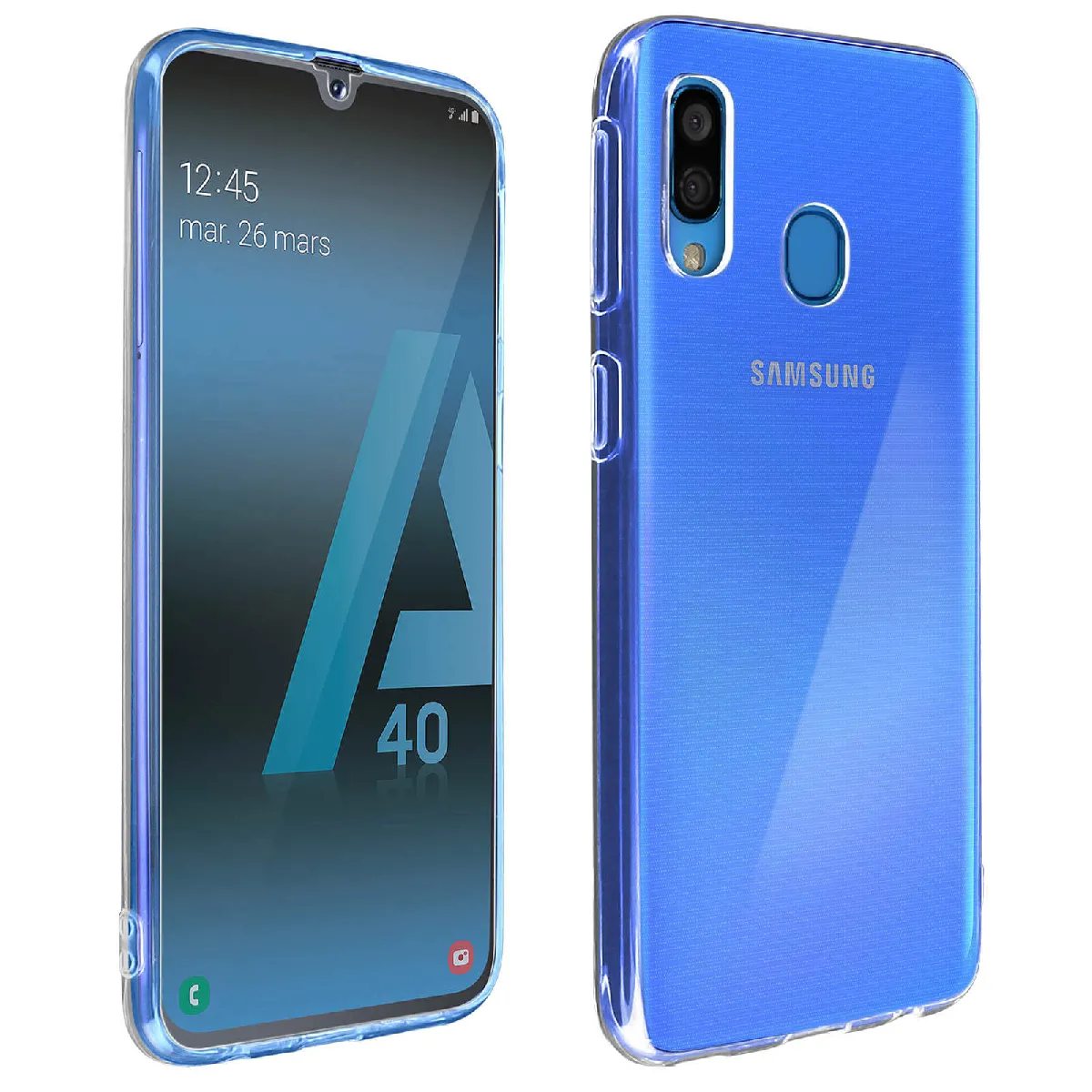 Avizar Coque Samsung Galaxy A40 Silicone Souple Et Film Verre Trempé 9H Transparent