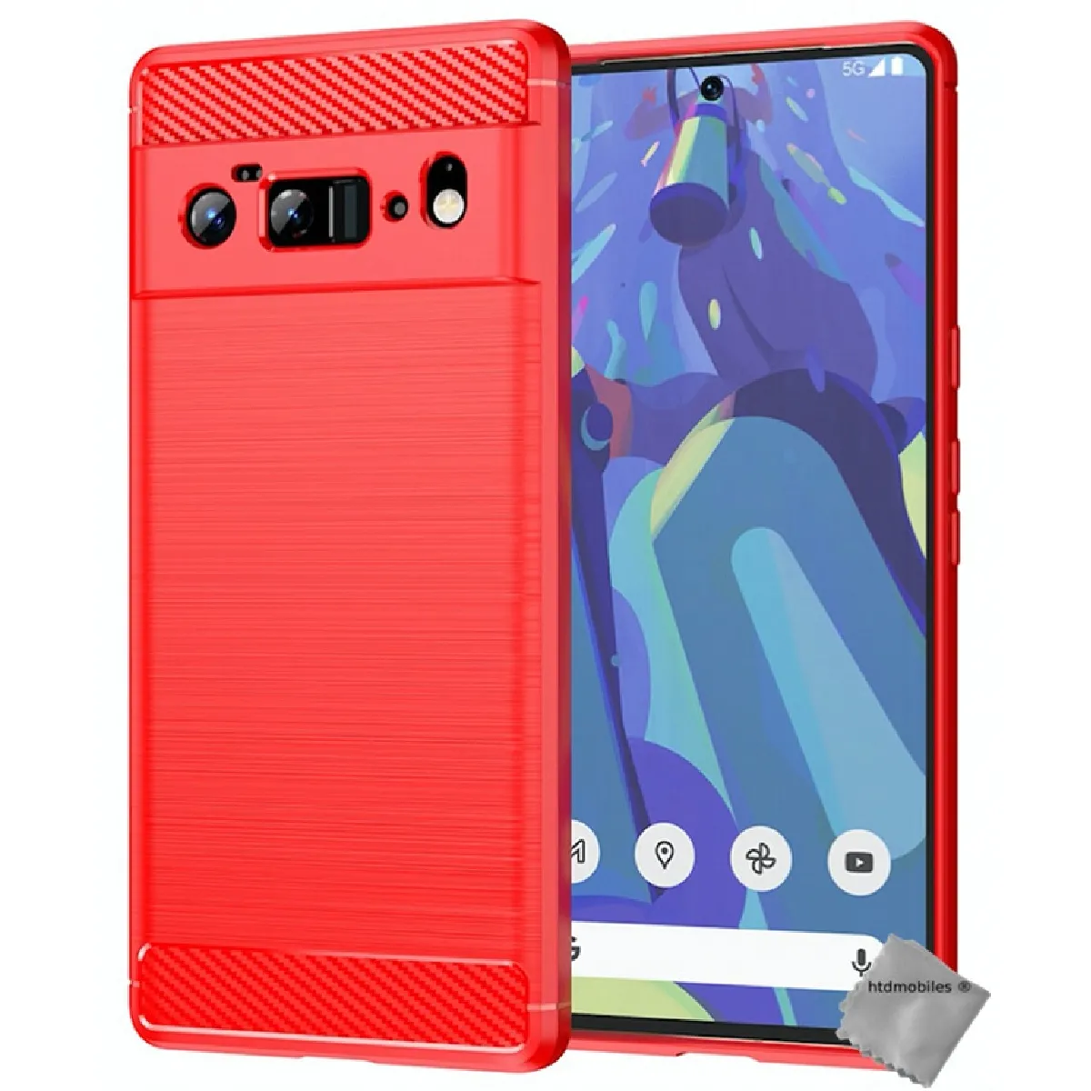 Htdmobiles Rouge Housse Etui Coque Silicone Gel Carbone Pour Google Pixel 6 Pro + Film Ecran - Image 2