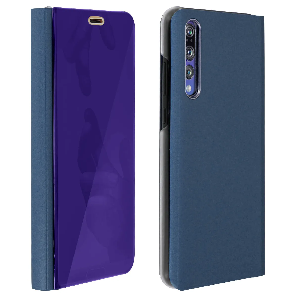 Avizar Bleu Housse Pour Huawei P20 Pro Étui Miroir Clapet Coque Rigide Fonction Stand Nuit