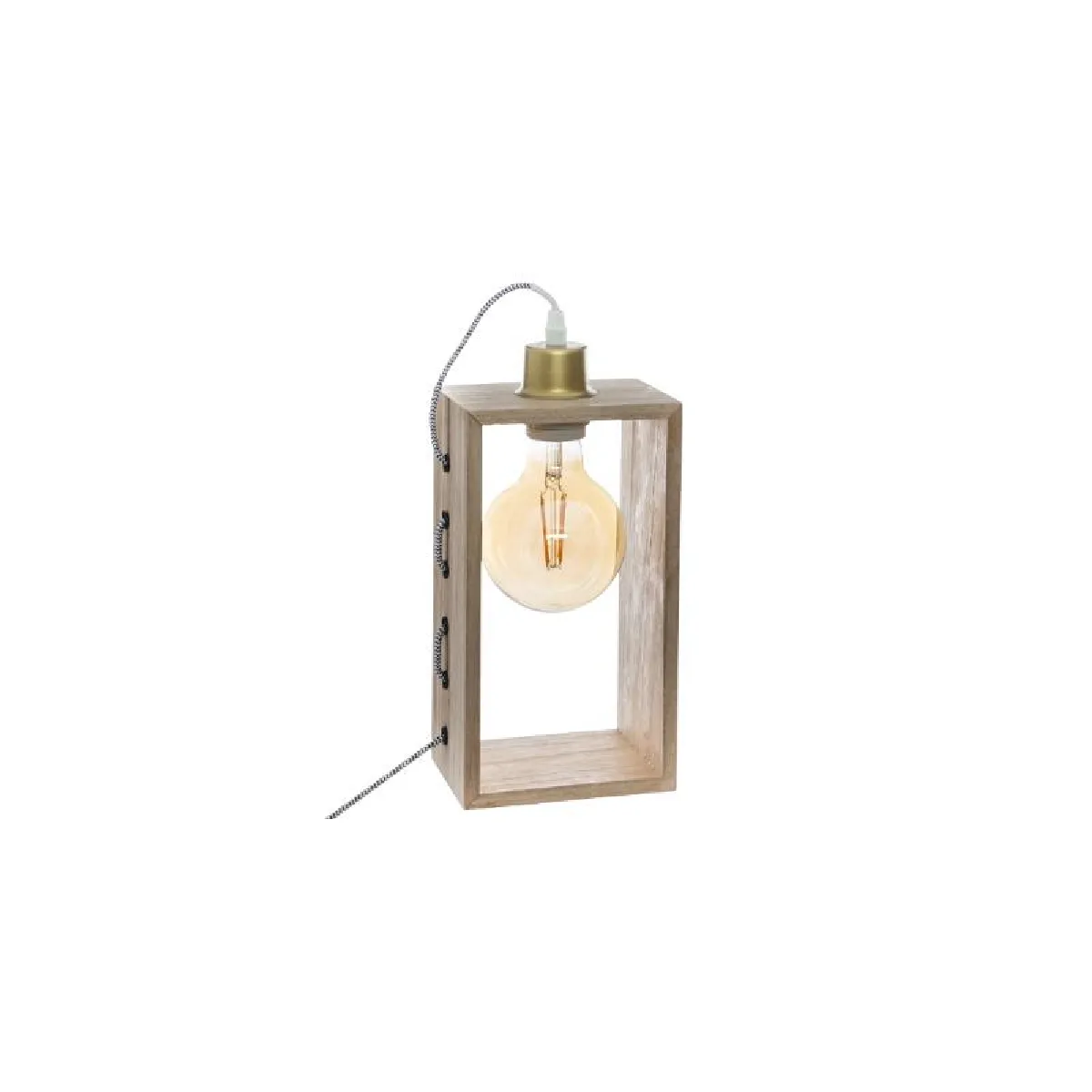 Atmosphera Beige Lampe À Poser Iwata En Bois