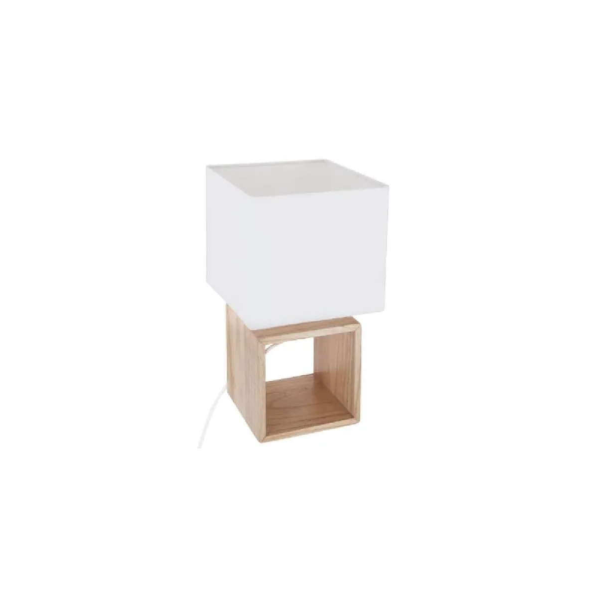 Atmosphera Beige Lampe À Poser Bois Carrée