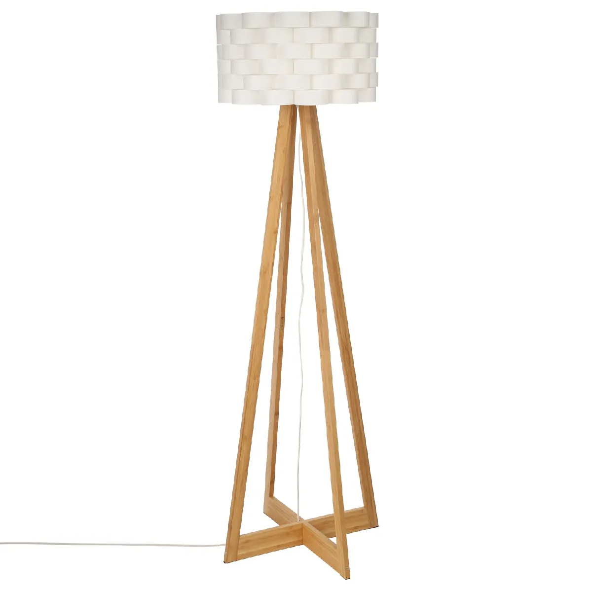 Atmosphera Blanc Lampadaire Trépied Moki Bambou - Image 3