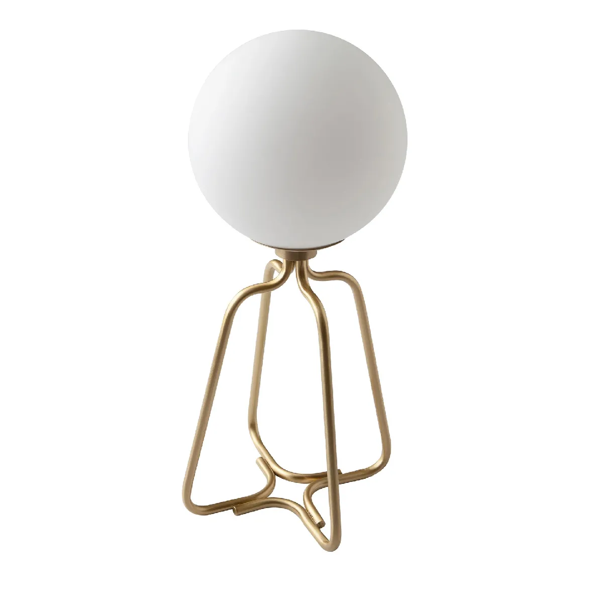 Lampe de bureau acier doré et verre blanc