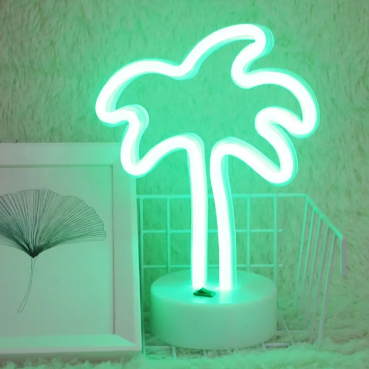 Yonis Lampe de chevet LED palmier - Rose