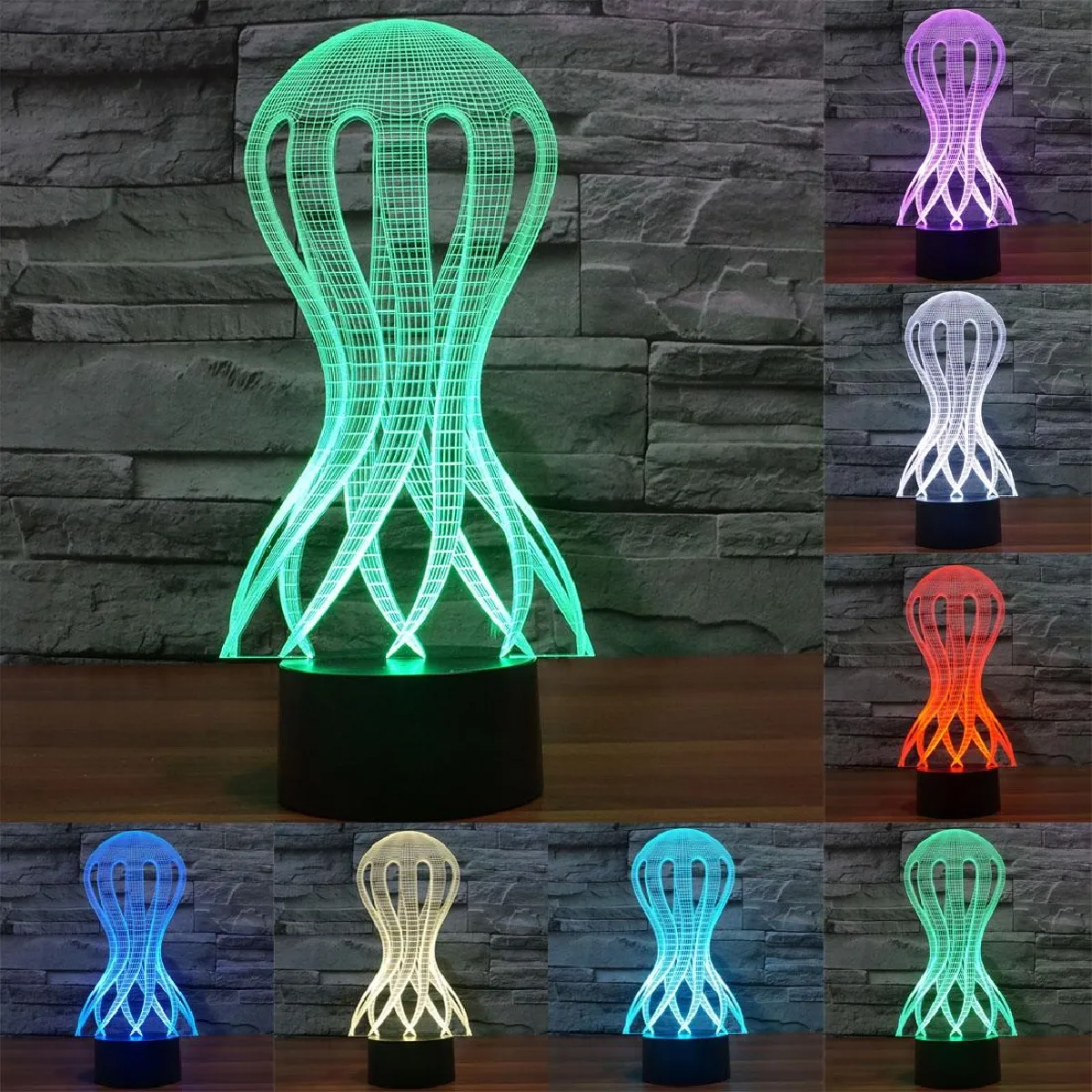 Yonis Lampe LED à poser pieuvre 3D tactile - 0,5 W