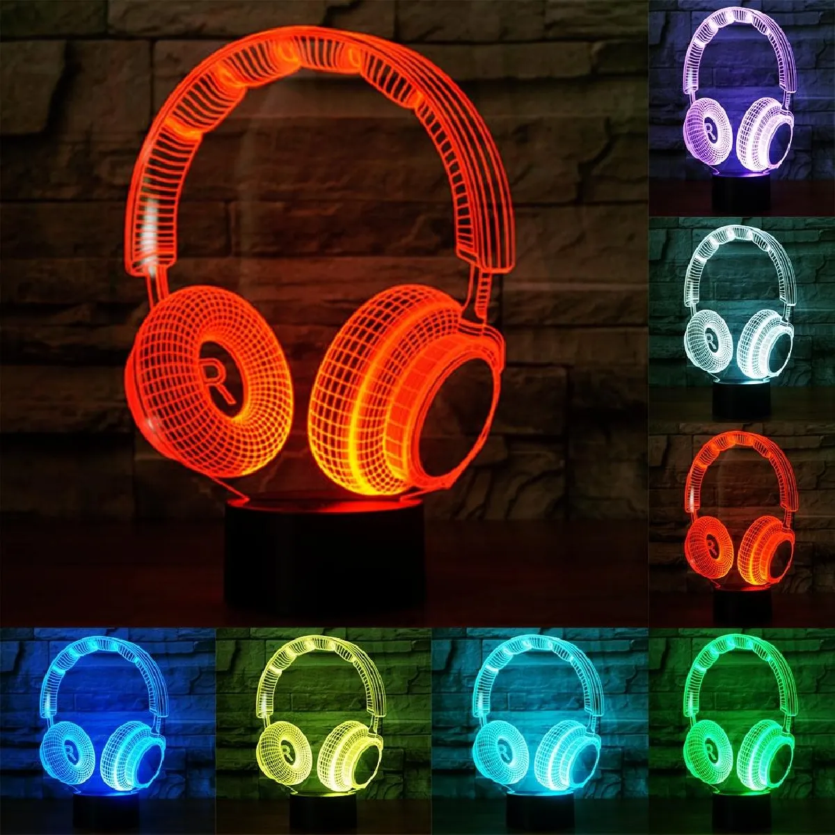 Yonis Lampe LED à illusion 3D en forme de casque audio - 0,5 W