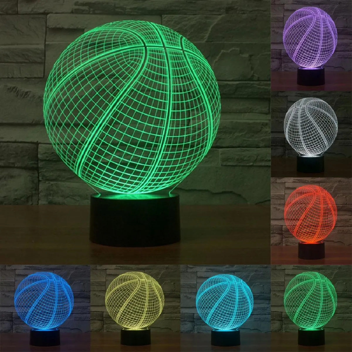 Yonis Lampe décorative 3D ballon de basket - 0,5 W - Noir