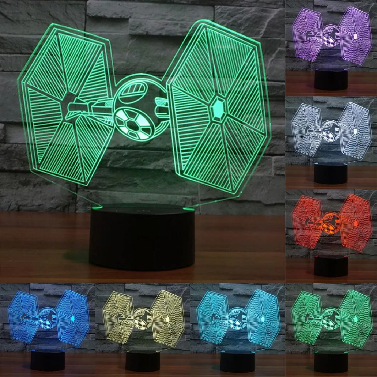 Yonis Lampe décorative 3D vaisseau spatial - Noir