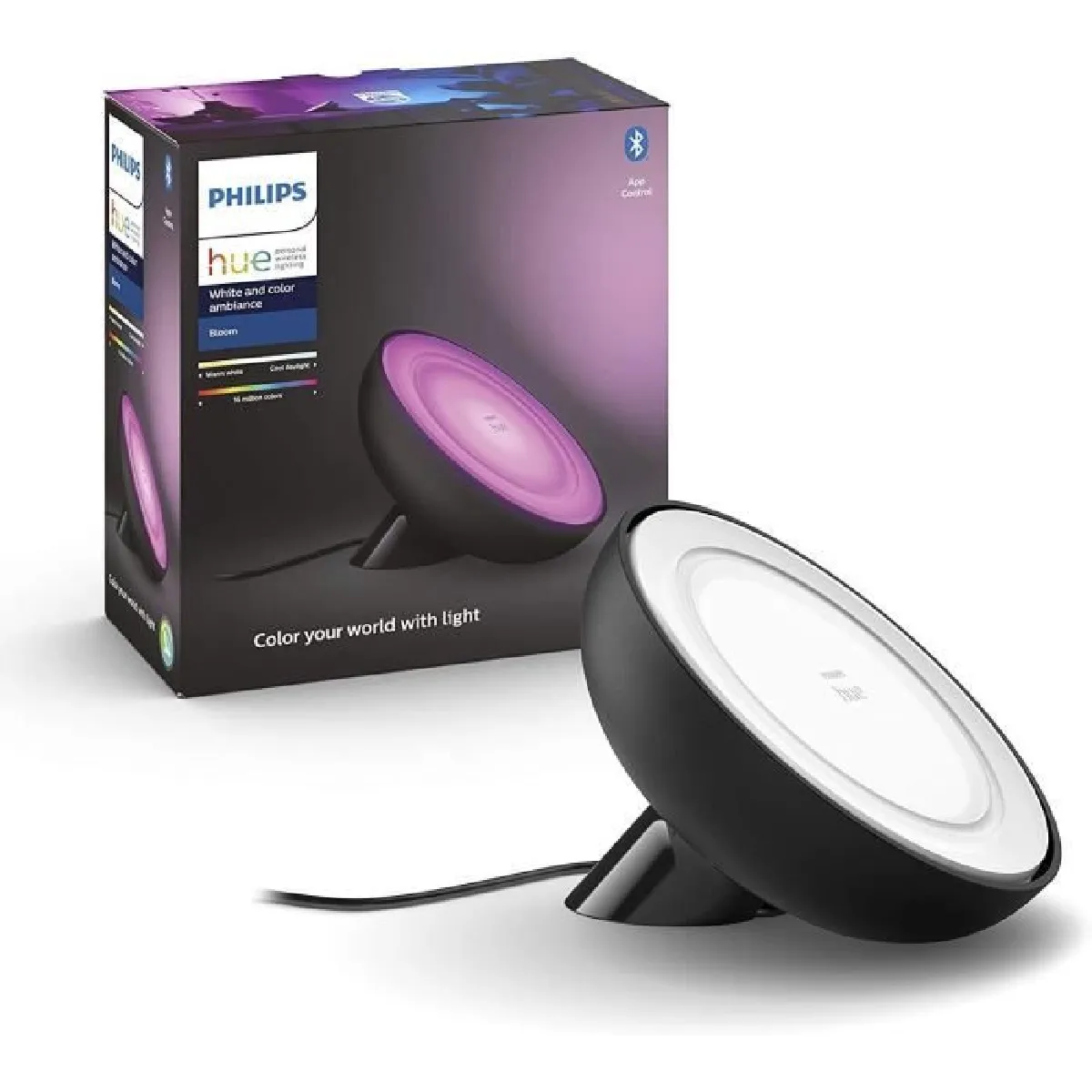 Philips Hue Lampe à poser connectée Hue Bloom Gen4 - Noir Philips Hue Lampe à poser connectée Hue Bloom Gen4 - Noir