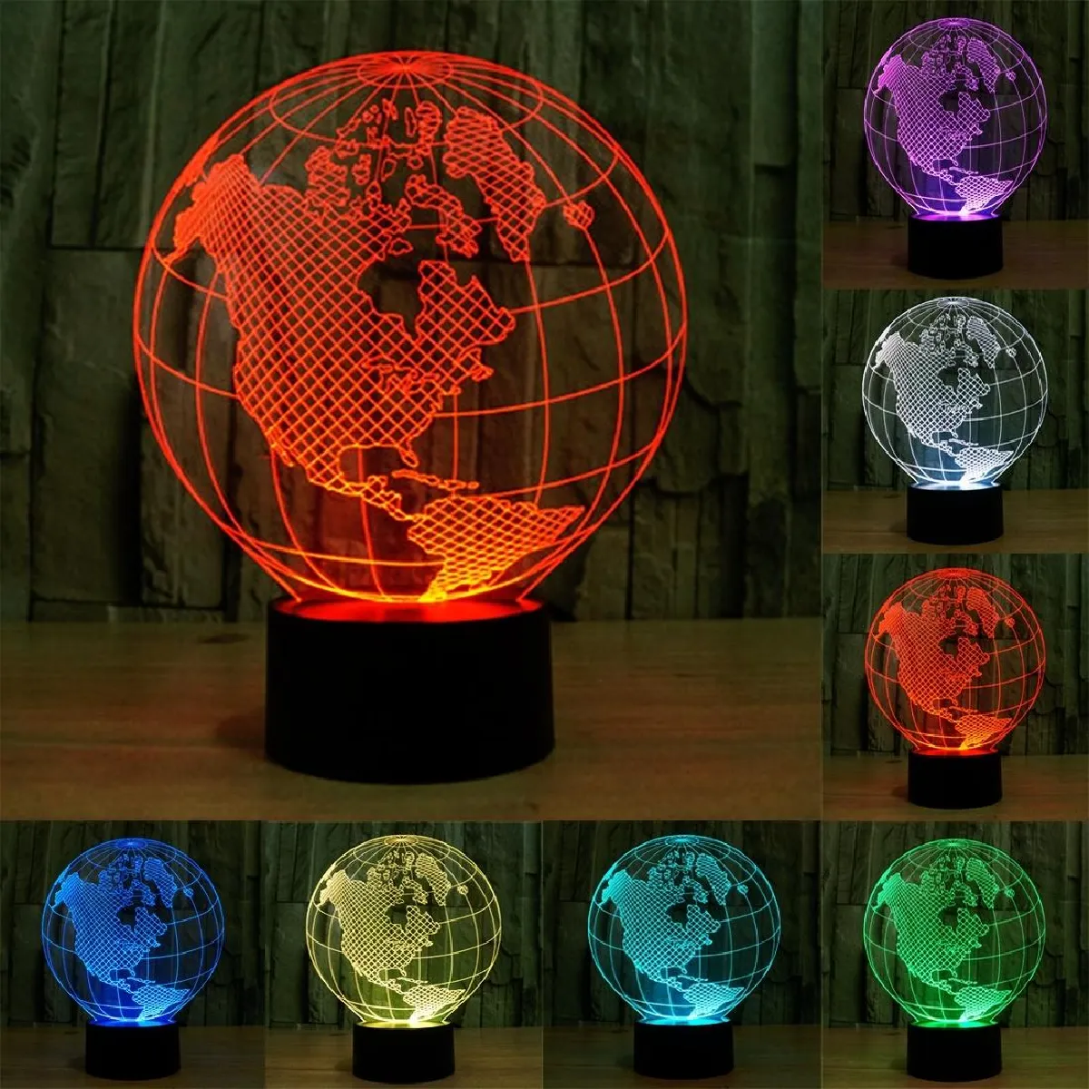Yonis Lampe globe 3D Amérique tactile - 0,5 W