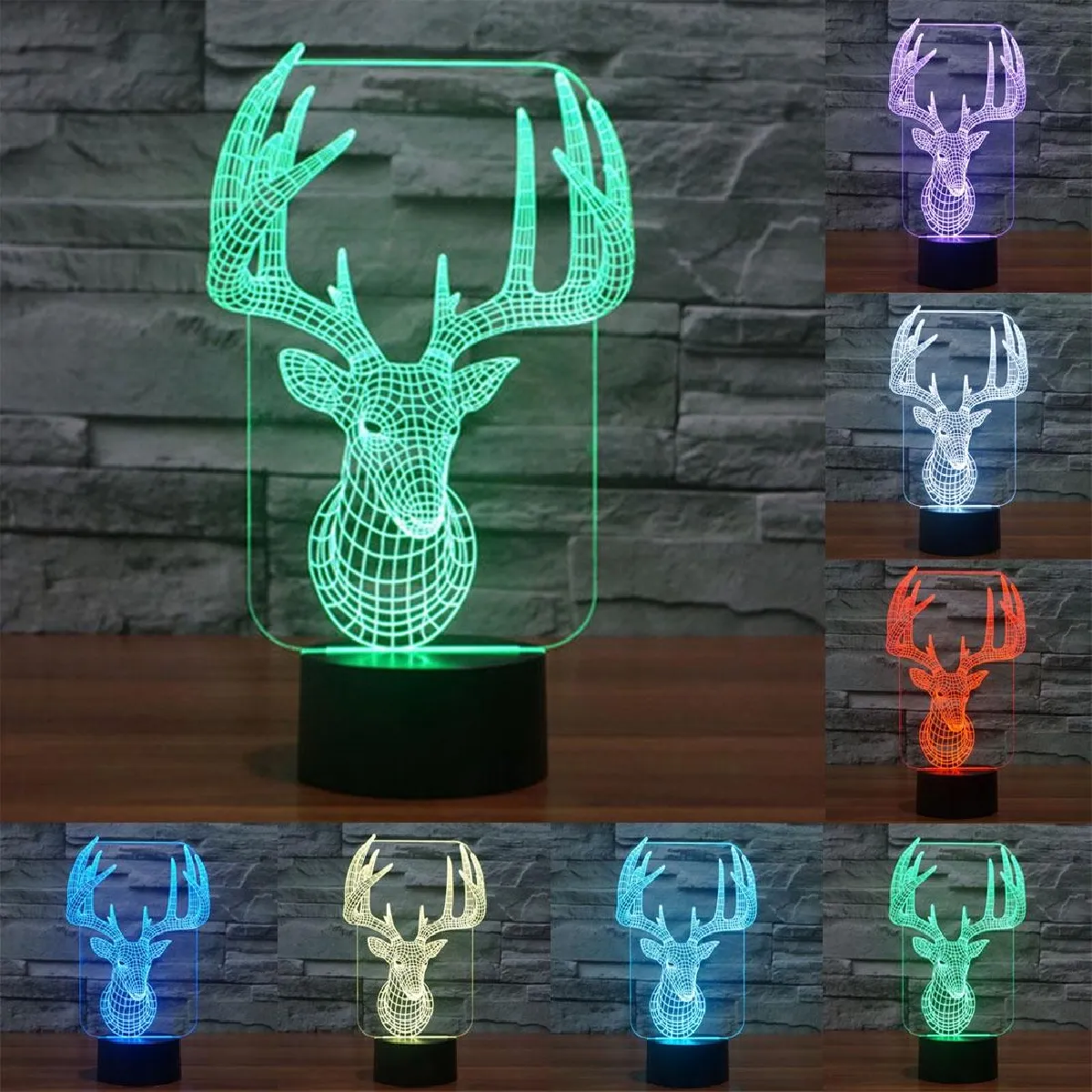 Yonis Lampe 3D cerf - Noir