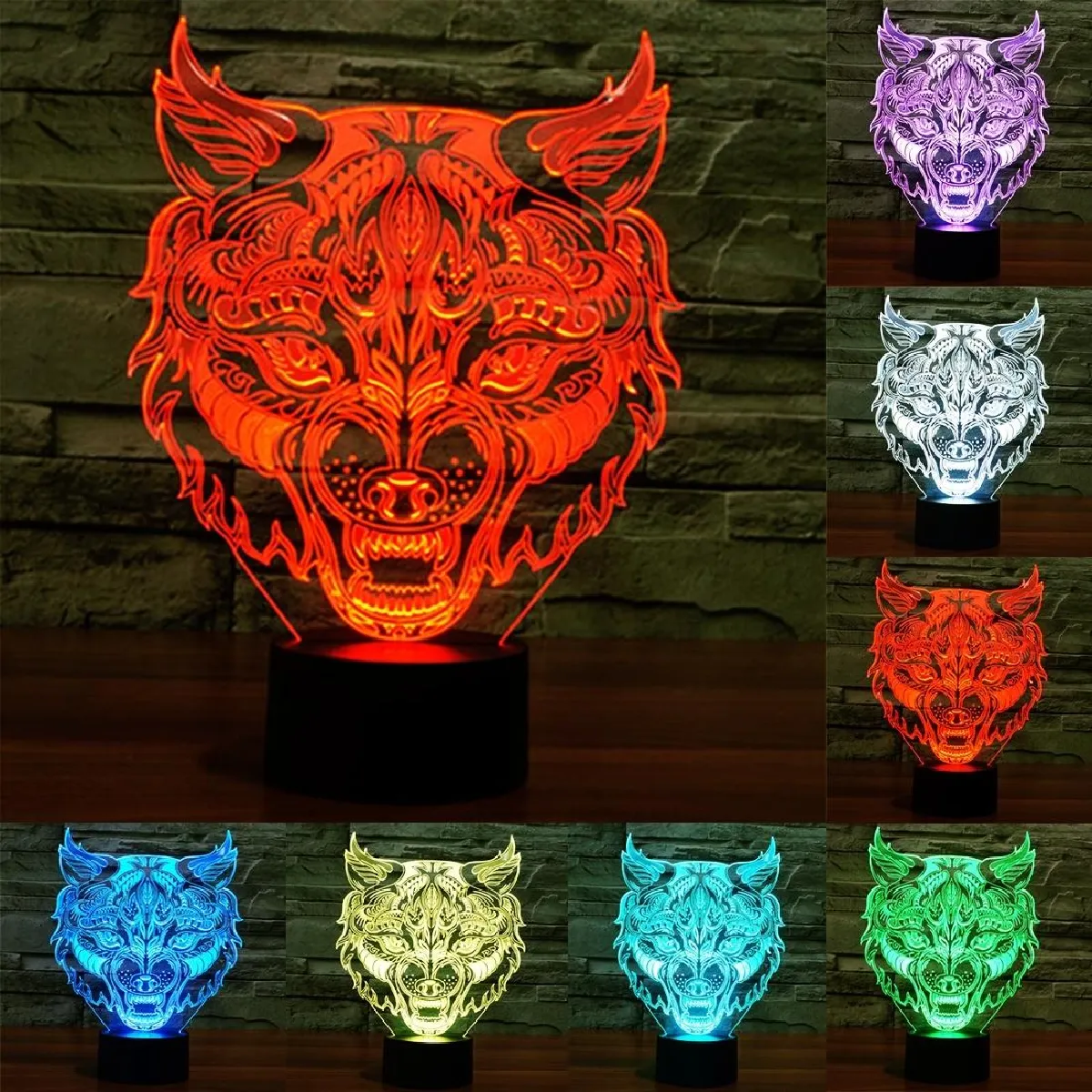 Yonis Lampe LED illusion 3D tigre