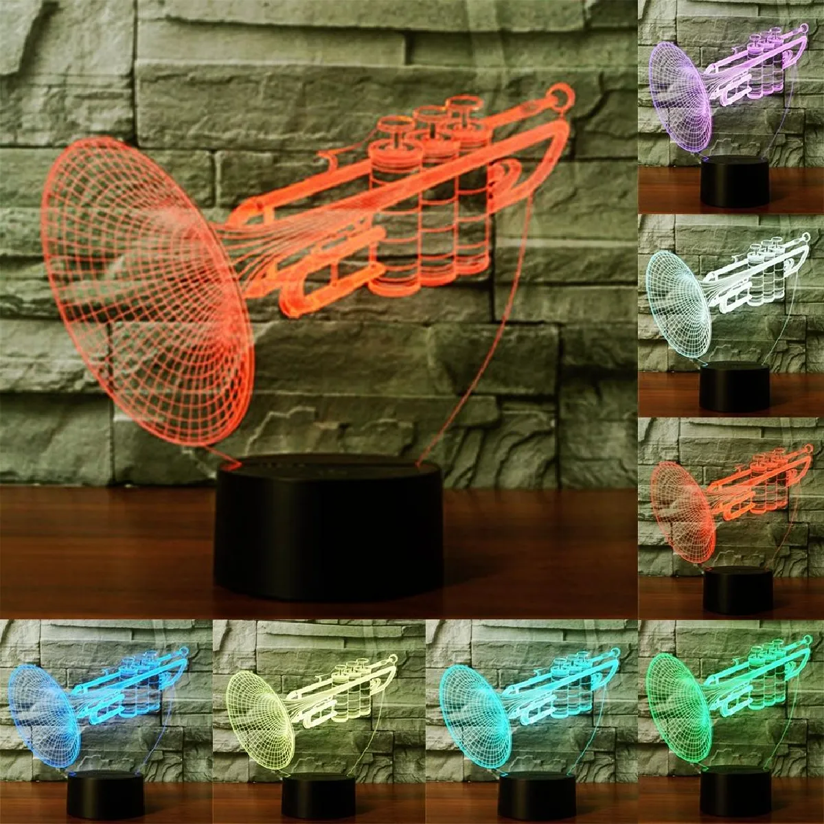 Yonis Lampe LED tactile en forme de trompette Illusion 3D - 0,5 W