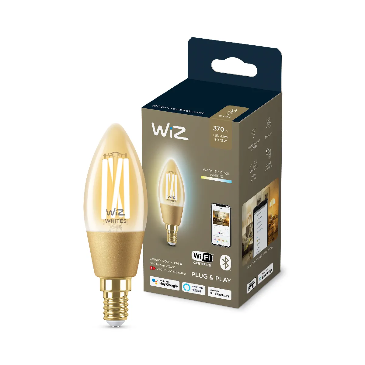 Wiz Blanc Ampoule Connectée E14 Flamme Nuance De