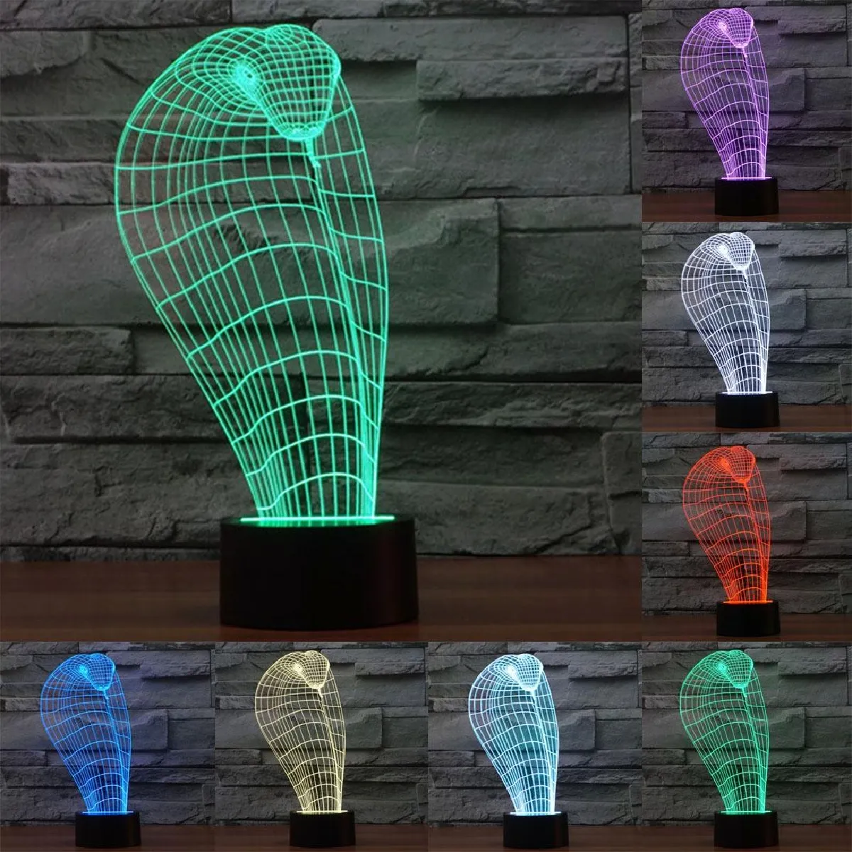 Yonis Lampe 3D à poser tête d'âne - Noir