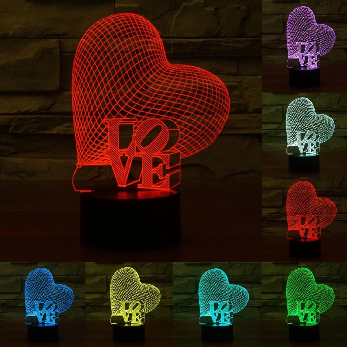 Yonis Lampe 3D cœur Love - 0,5 W