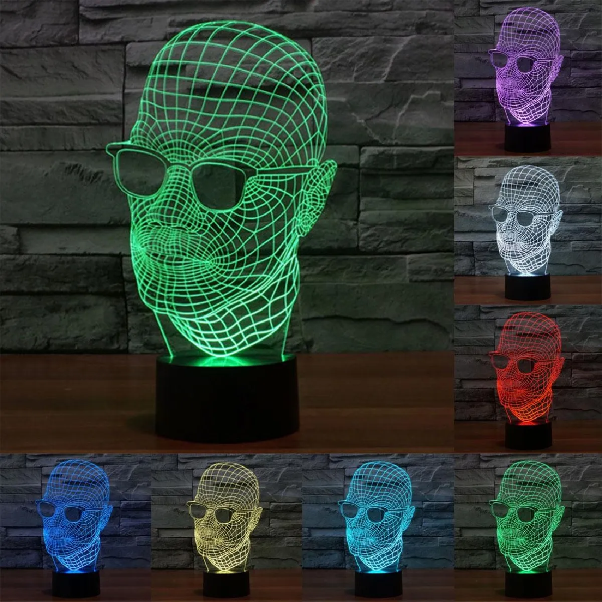 Yonis Lampe à poser 3D L'Homme invisible - Noir