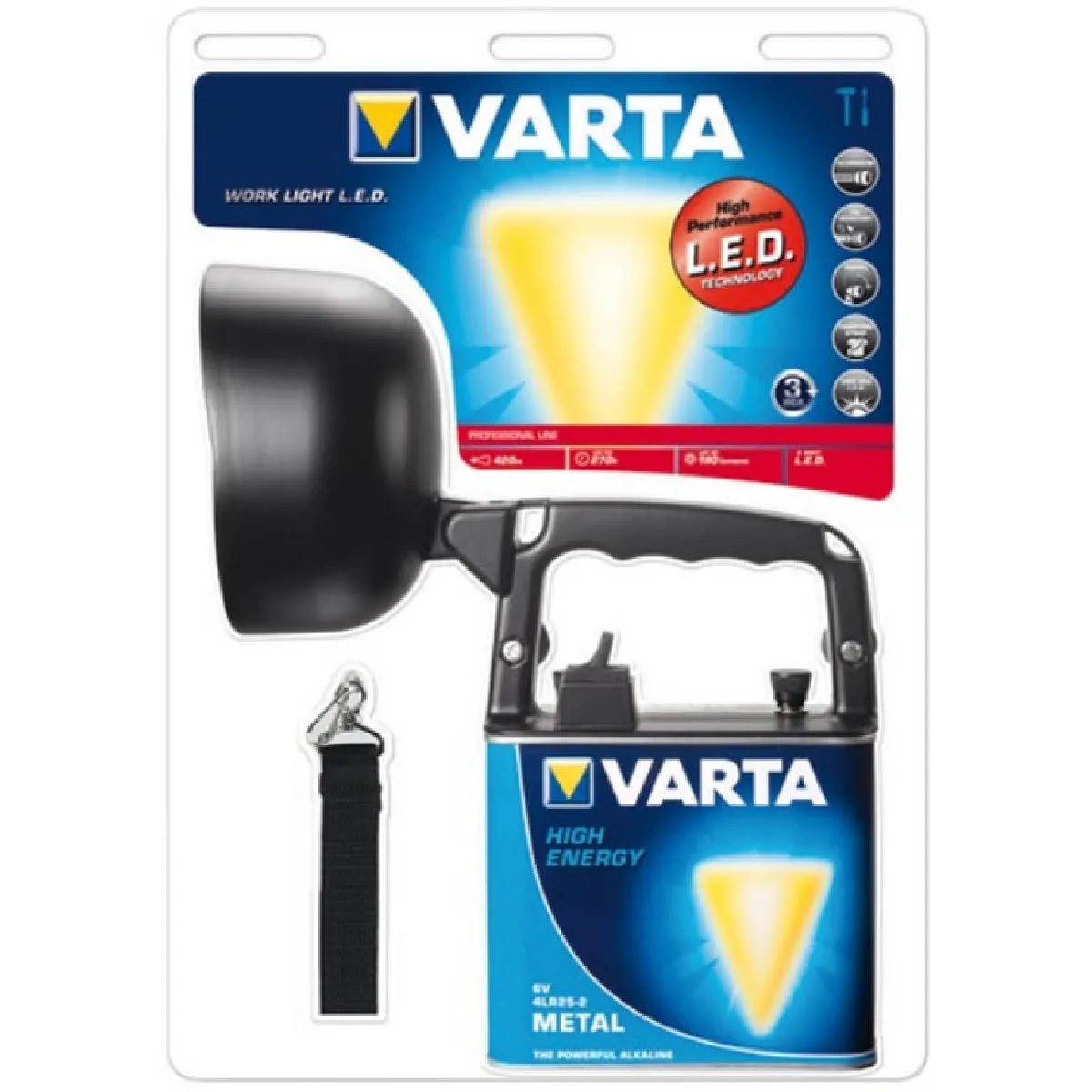VARTA Phare work led + 1 pile métal 4r252 alcaline incluse - vue 2