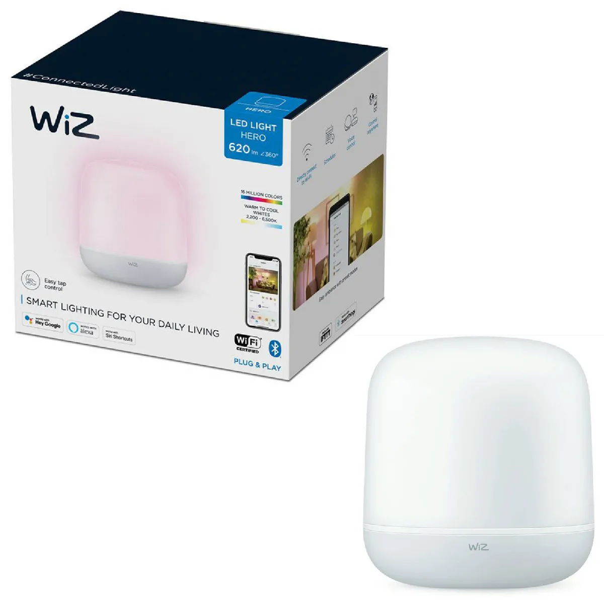 Lampe à Poser Connectée WiZ Hero 9W – RGB, Wi-Fi, Contrôle Vocal - vue 2