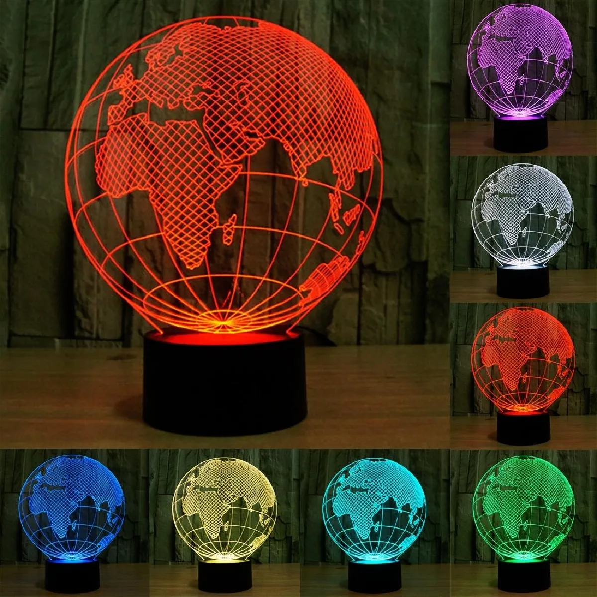 Yonis Lampe à poser globe 3D Europe tactile - 0,5 W