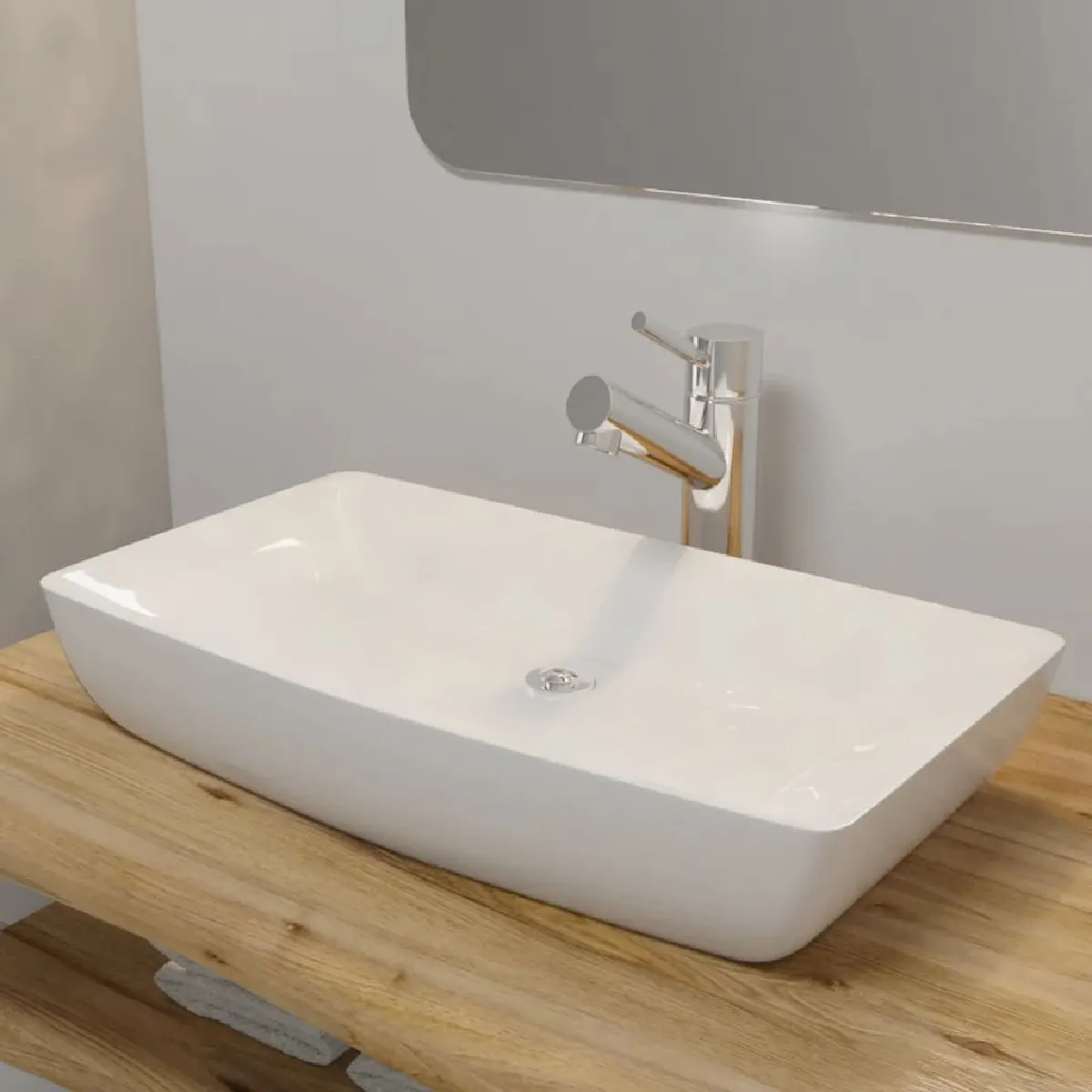 Vidaxl Lavabo rectangulaire Céramique Blanc 71x39 cm