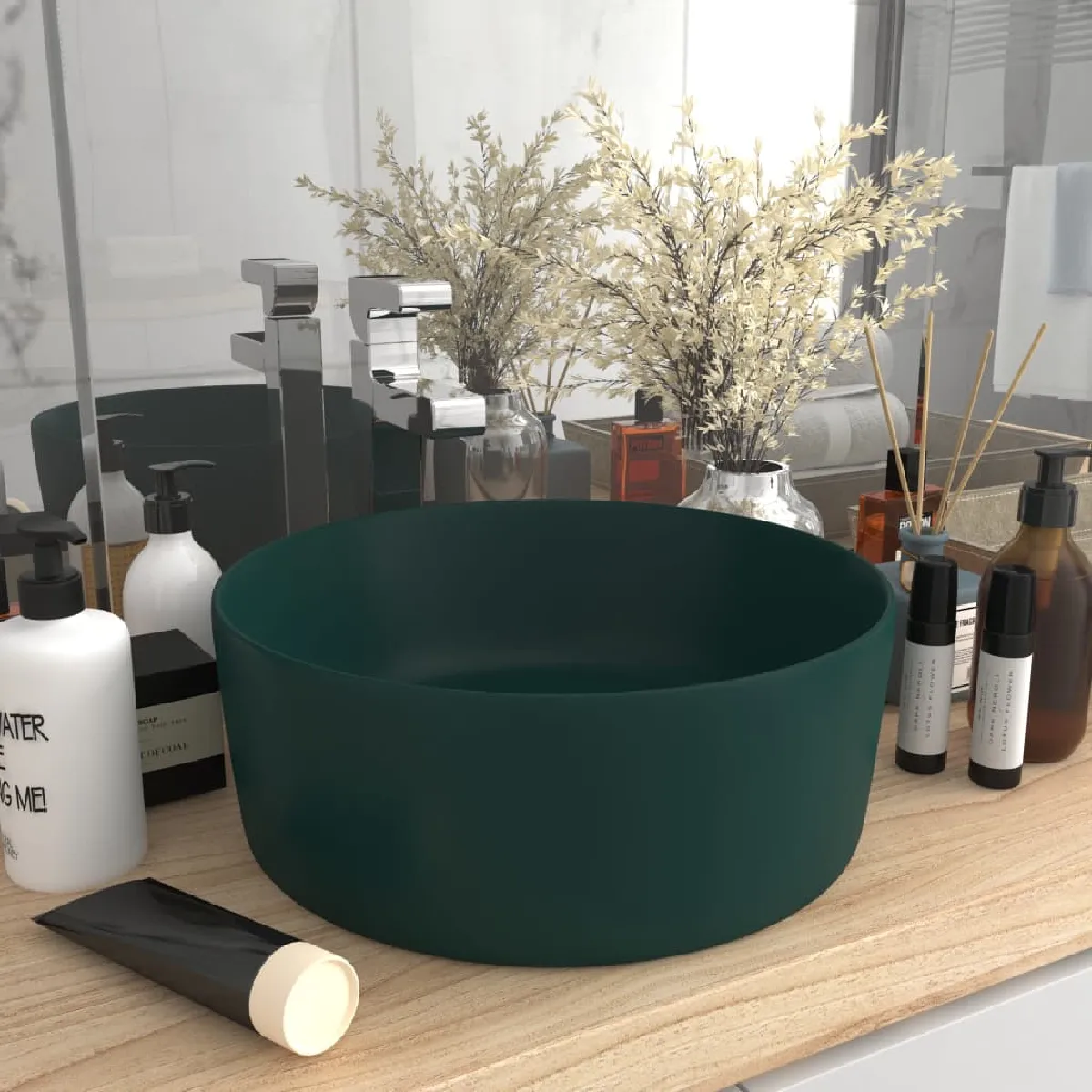 vidaXL Lavabo - Vert foncé