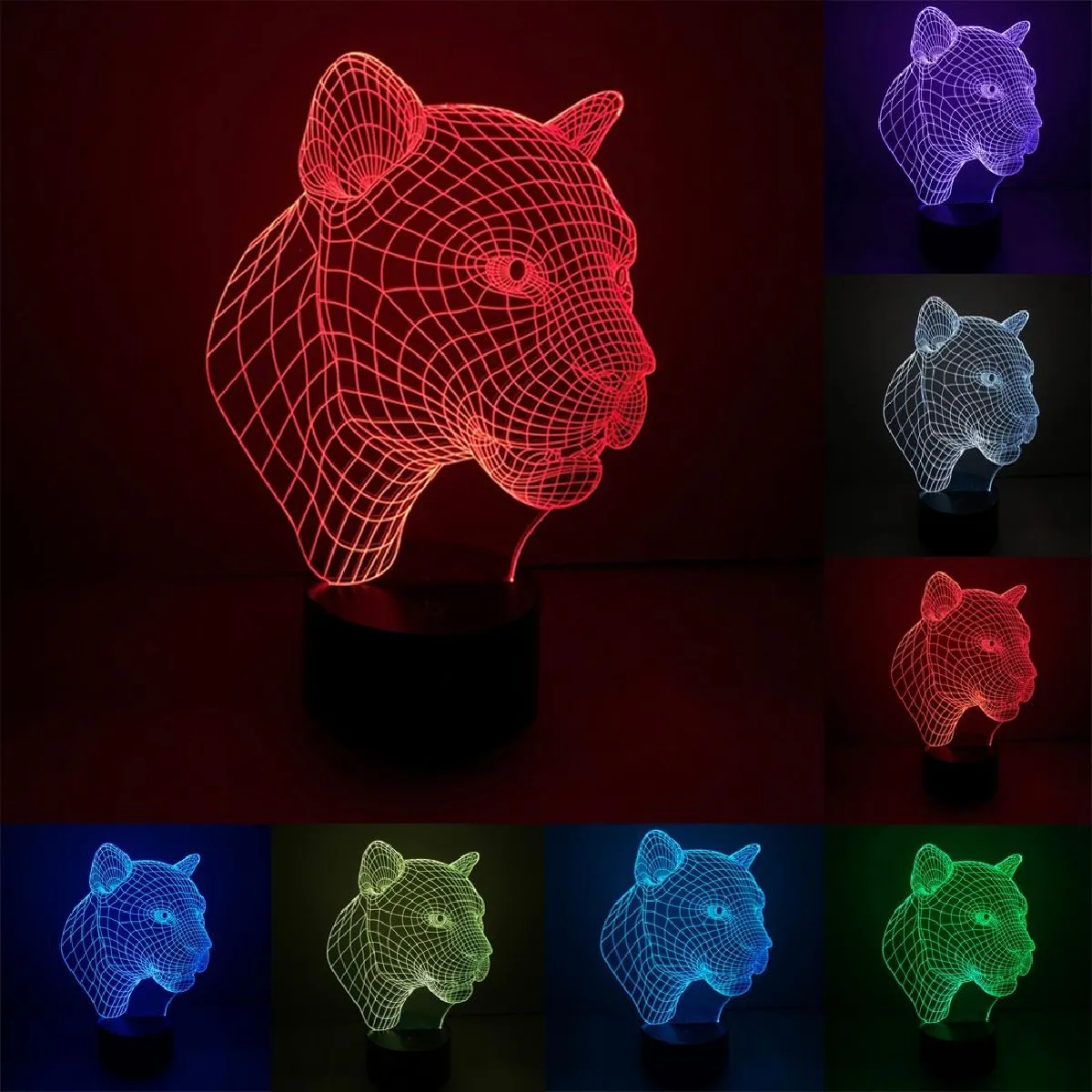 Yonis Lampe 3D tête de léopard - 0,5 W